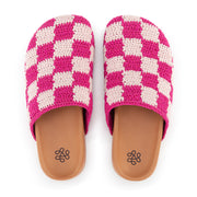 Bolinas Clog - Hand Crochet - Pink Check