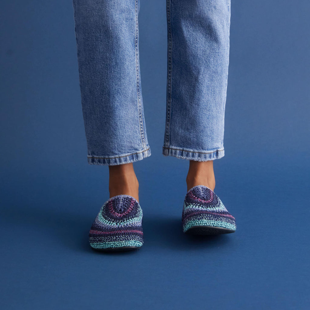 The Sak Bolinas Clog - Hand Crochet - Lapis Stripe