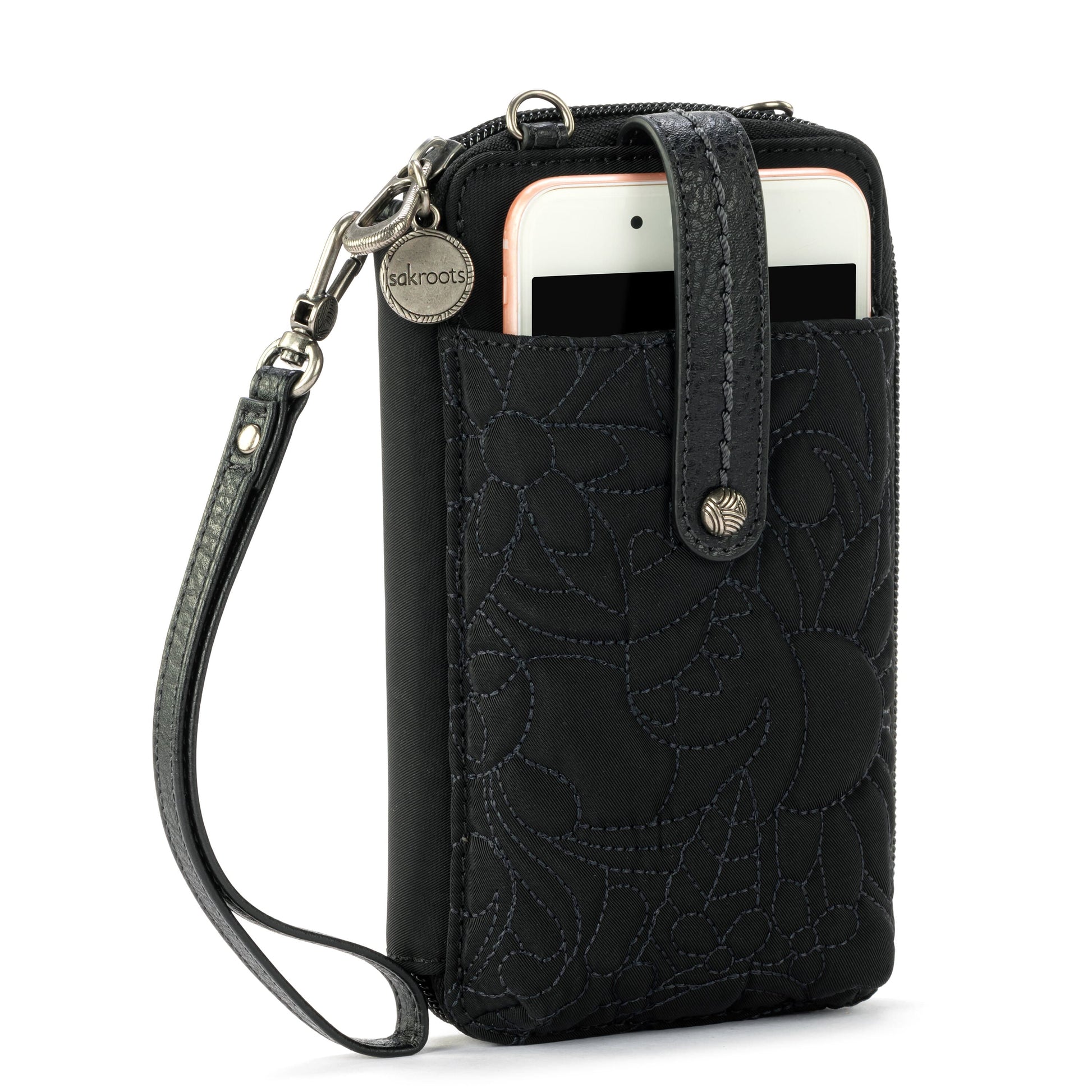 Sakroots Salinas Smartphone Crossbody EcoTwill - |Black Spirit Desert Quilted|