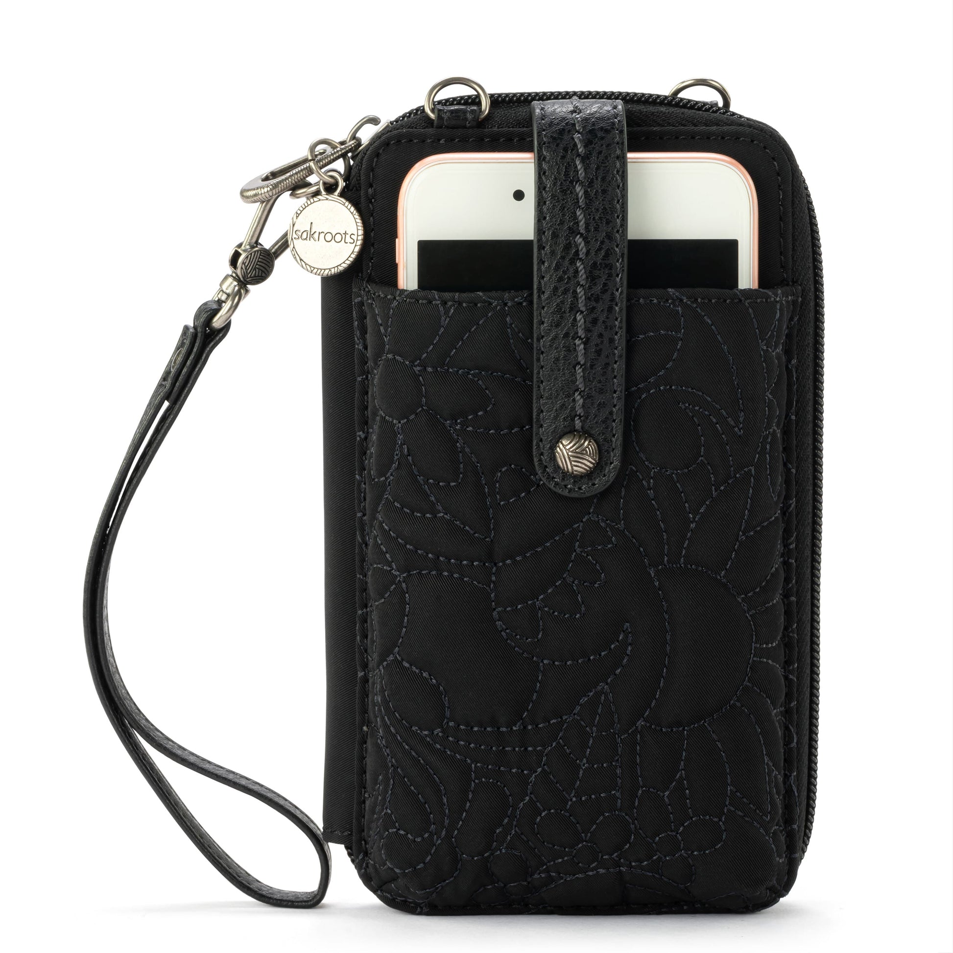 Sakroots Salinas Smartphone Crossbody EcoTwill - |Black Spirit Desert Quilted|