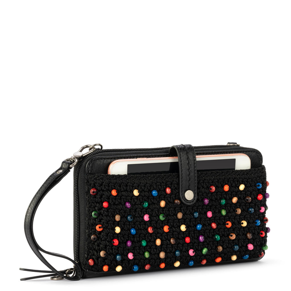 The Sak Iris Smartphone Wallet - Hand Crochet - Black Multi Beads