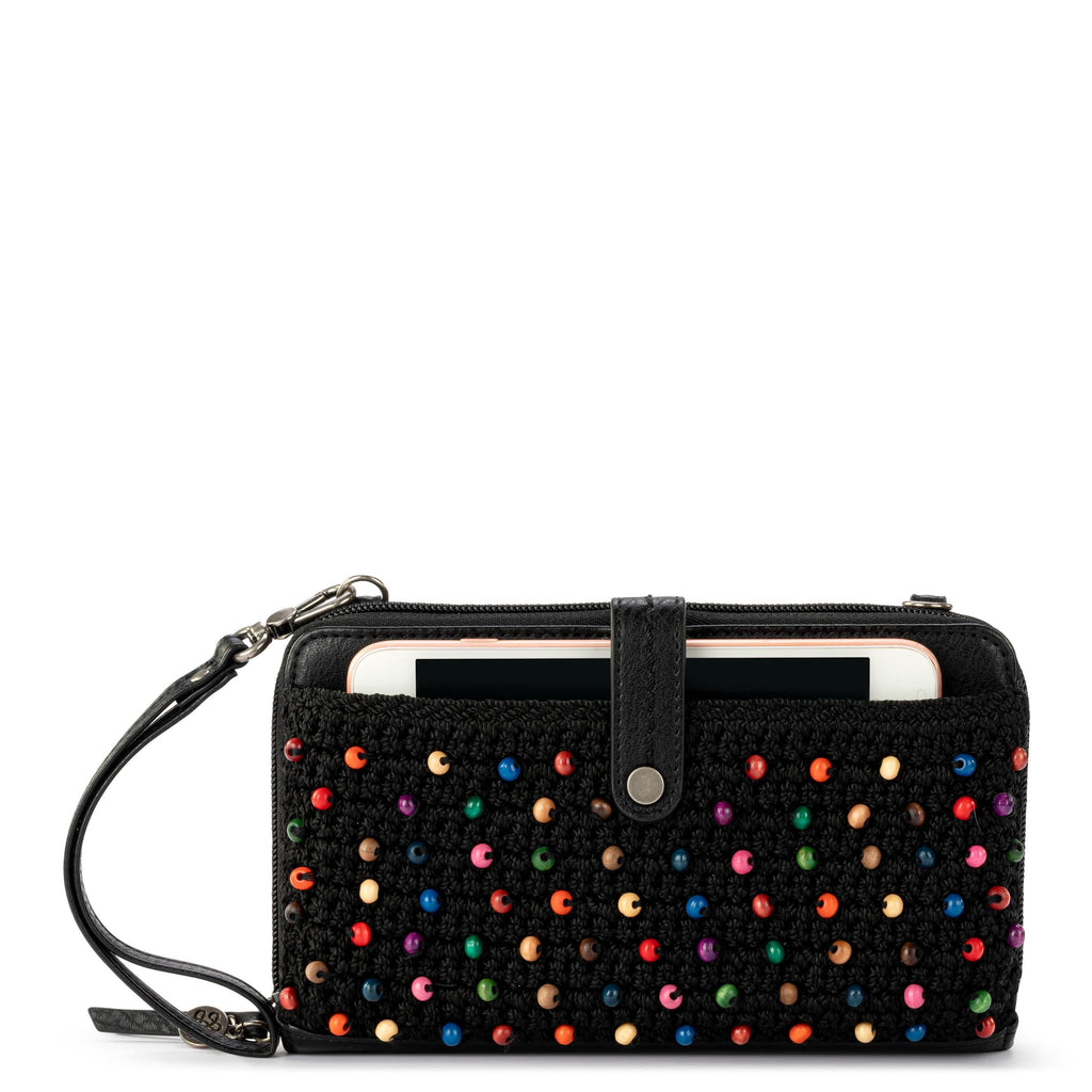 The Sak Iris Smartphone Wallet - Hand Crochet - Black Multi Beads