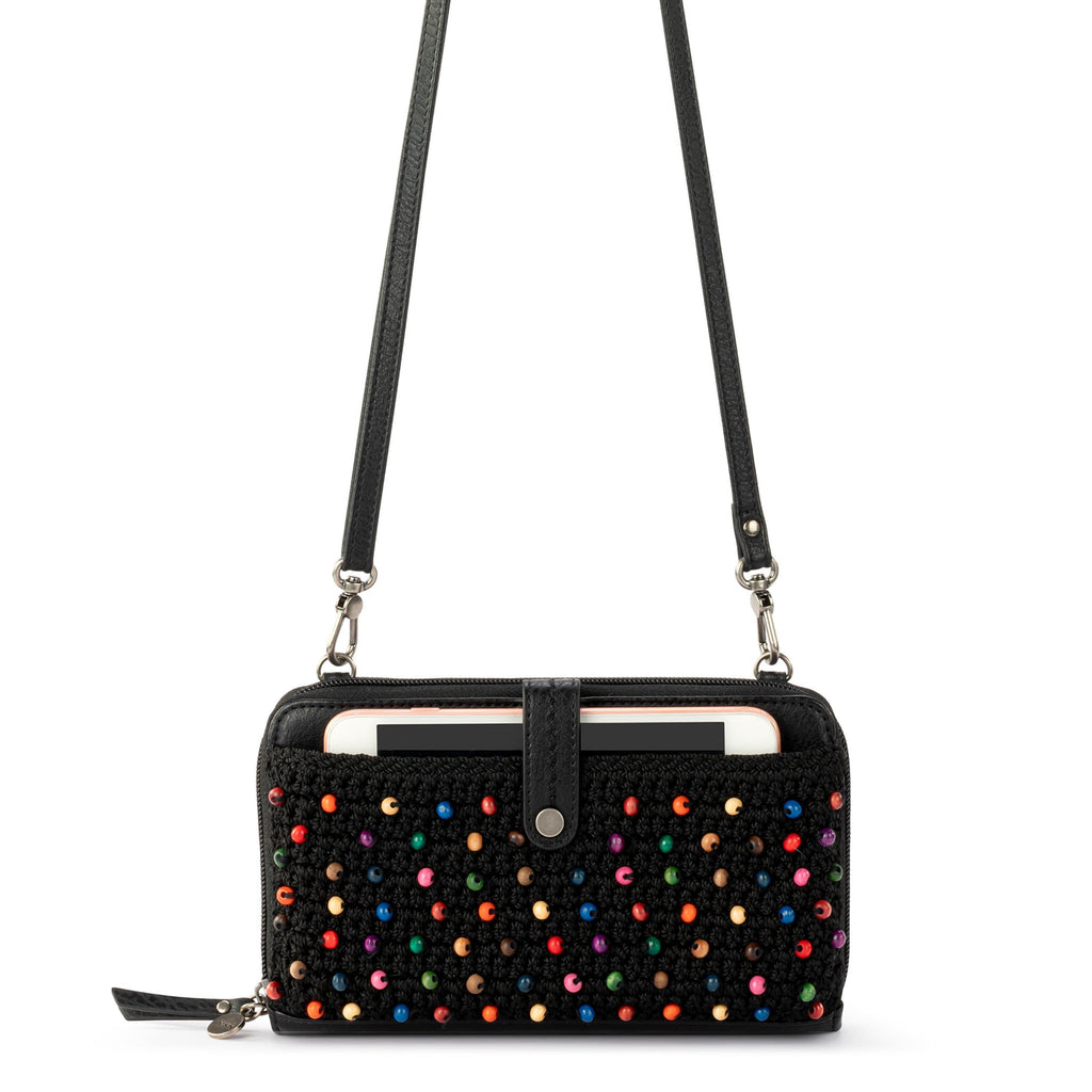 The Sak Iris Smartphone Wallet - Hand Crochet - Black Multi Beads