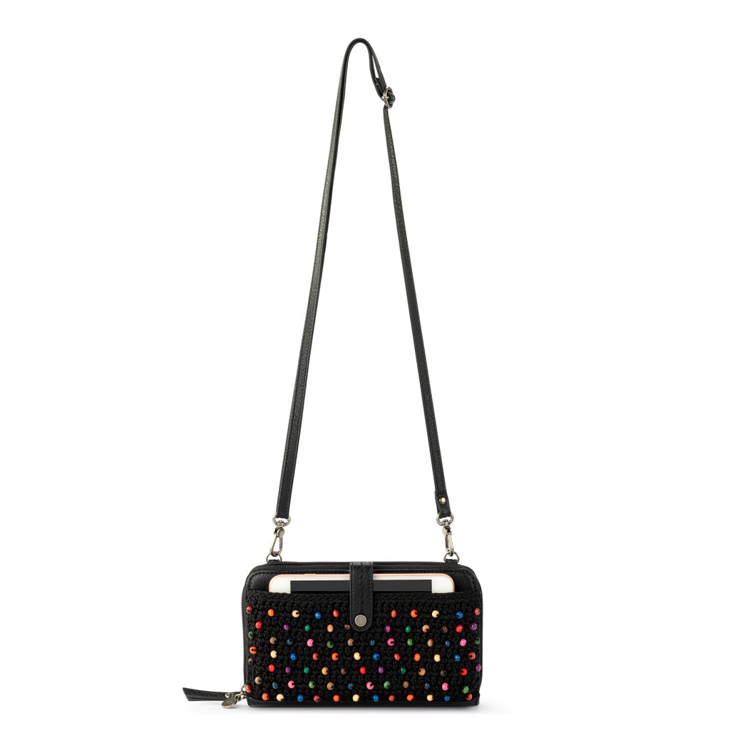 The Sak Iris Smartphone Wallet - Hand Crochet - Black Multi Beads