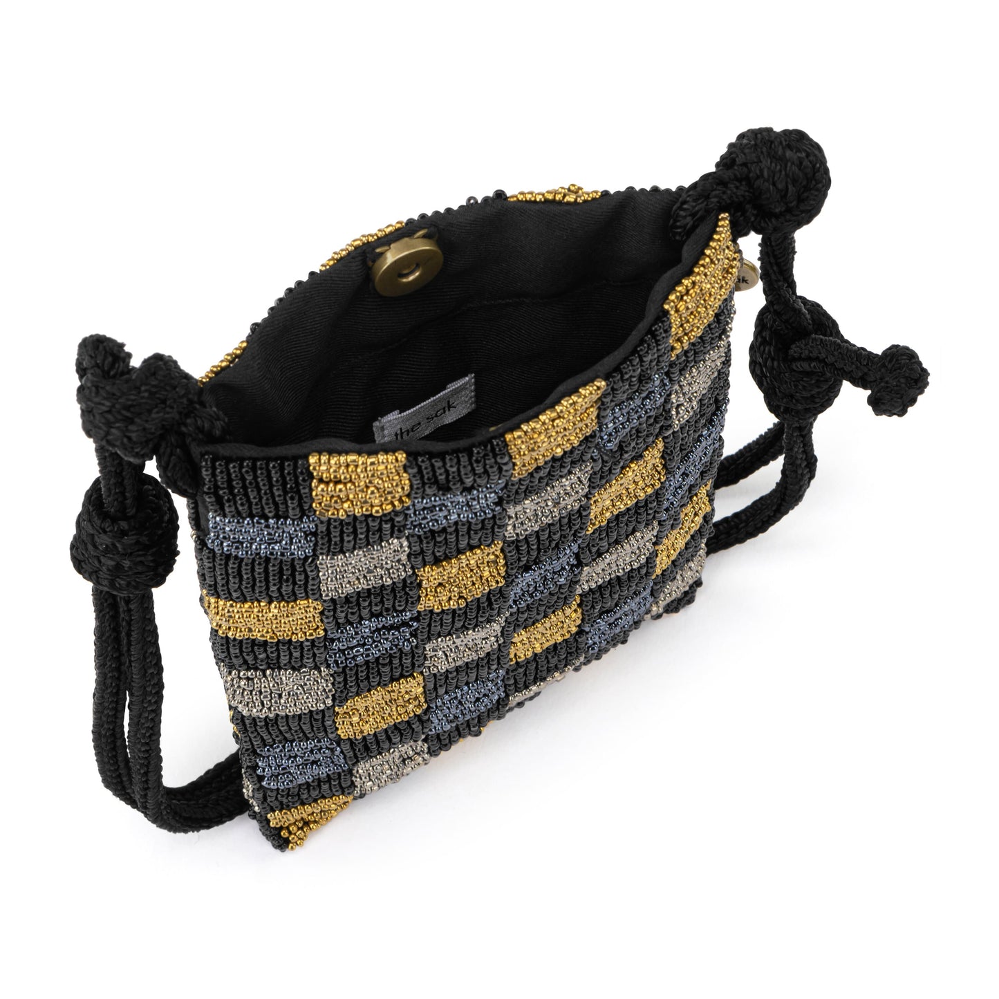 The Sak Josie Mini Crossbody Crochet - Dark Metallic Check Bead