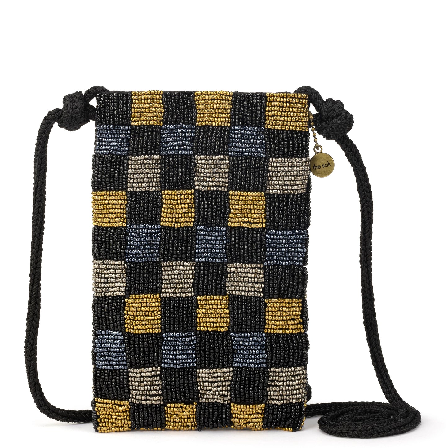 The Sak Josie Mini Crossbody Crochet - Dark Metallic Check Bead