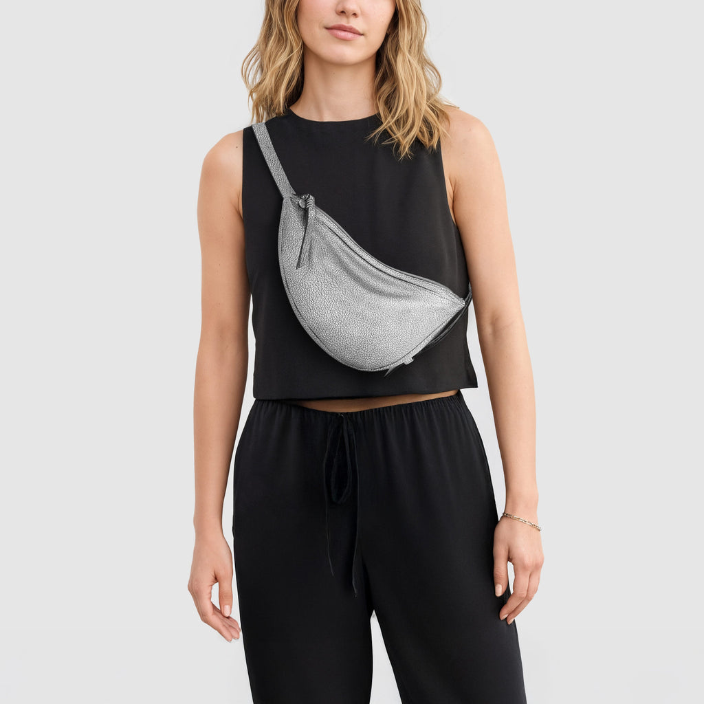 The Sak Tess Sling - Leather - Dark Silver