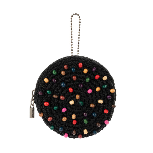 The Sak Circle Coin Pouch Crochet - |Black Multi Beads|