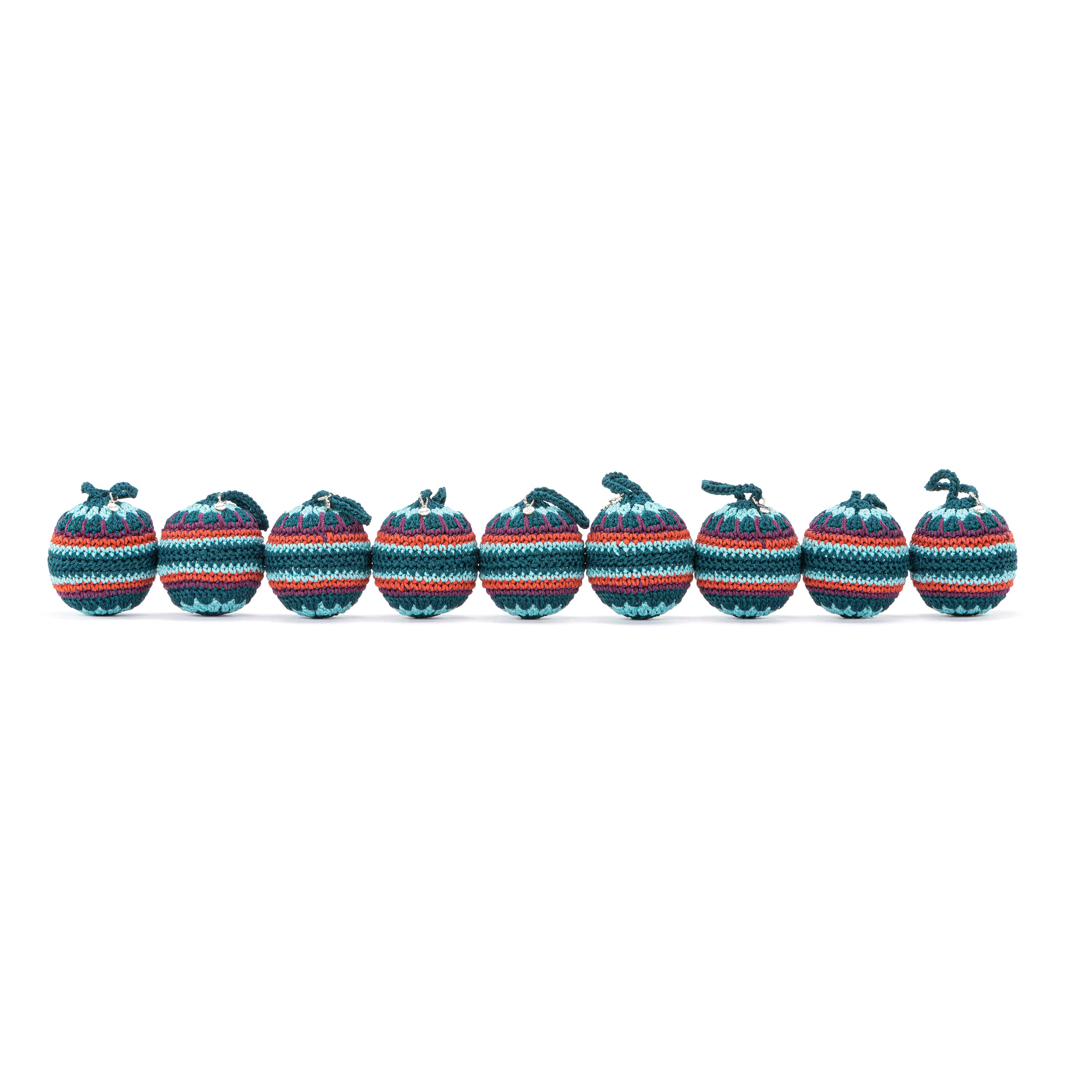 The Sak 9 Piece Ornament Set - Hand Crochet - Granny Multi