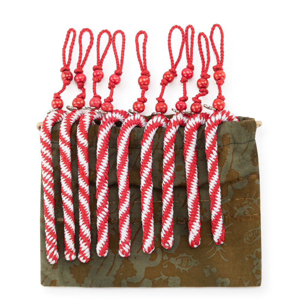 The Sak 9 Piece Ornament Set - Hand Crochet - Candy Canes