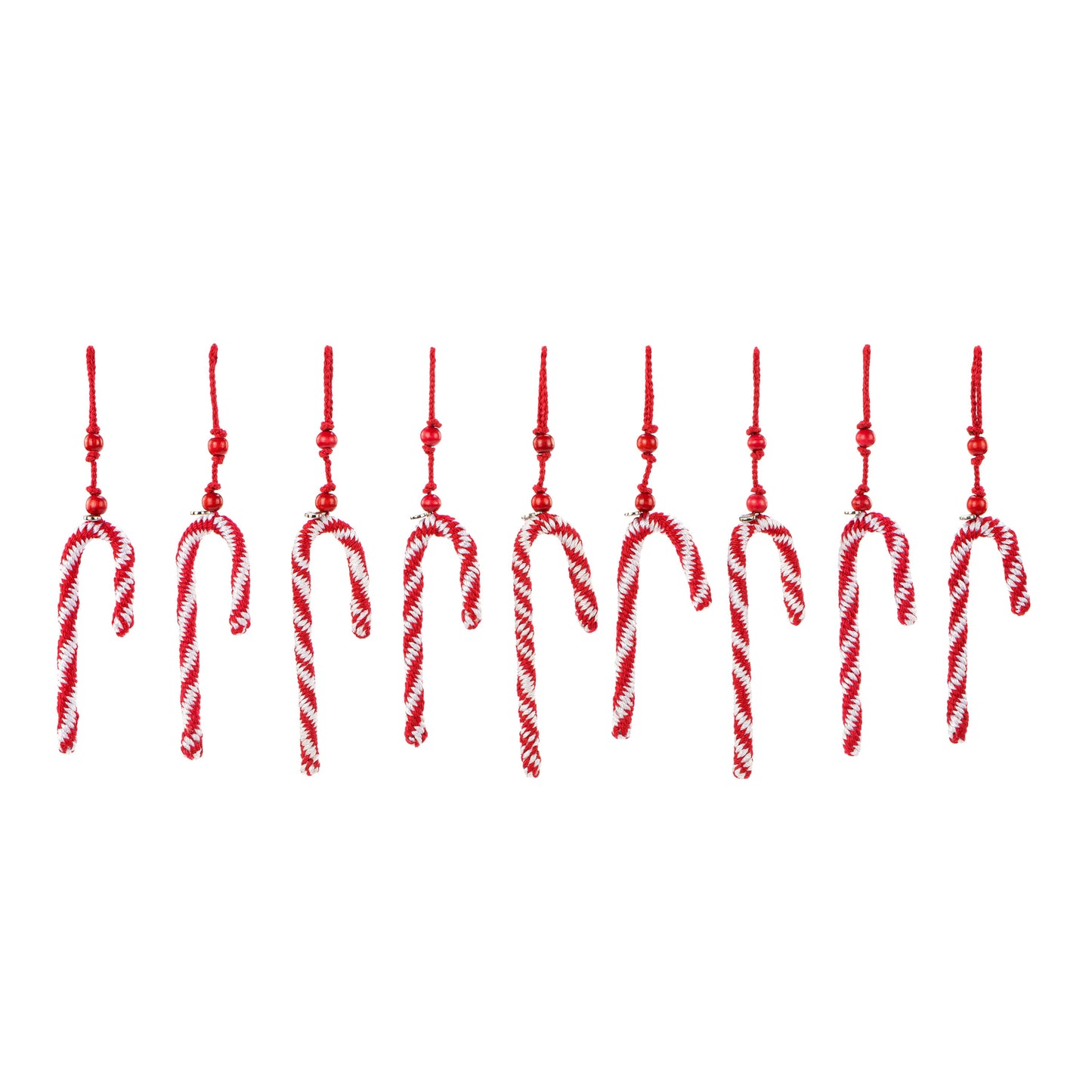 The Sak 9-Piece Ornament Set Crochet - |Candy Canes|