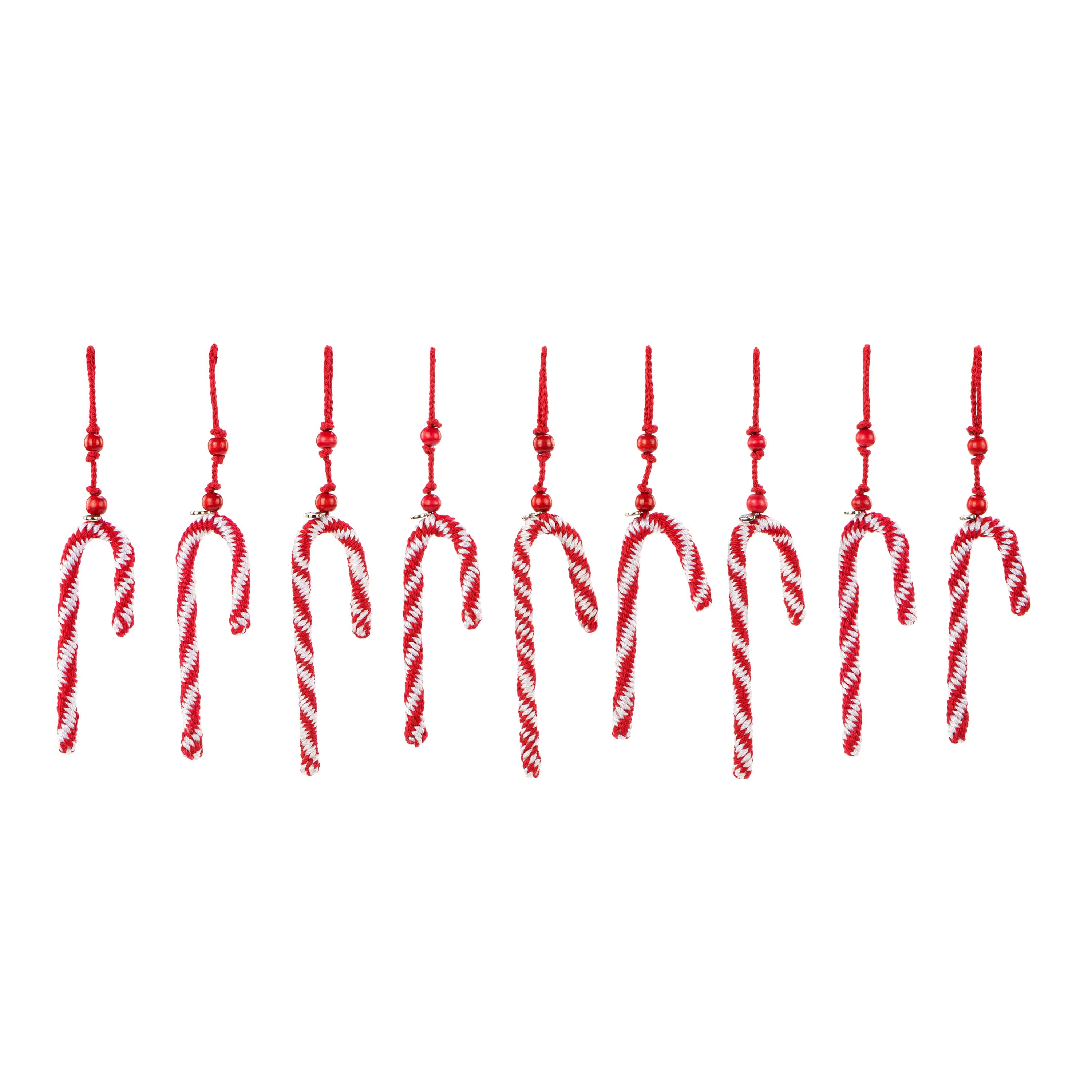 The Sak 9 Piece Ornament Set - Hand Crochet - Candy Canes