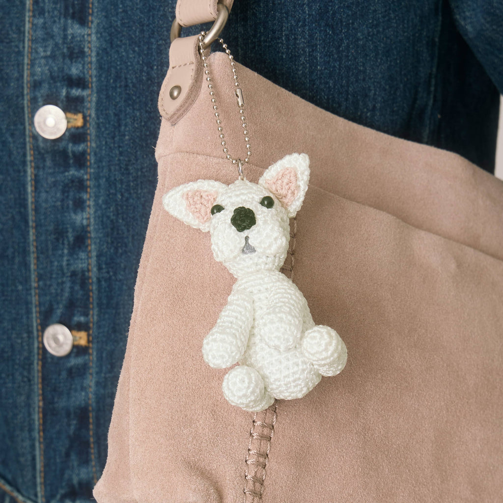 The Sak Yarnicharmz Dangle - Hand Crochet - White Frenchie