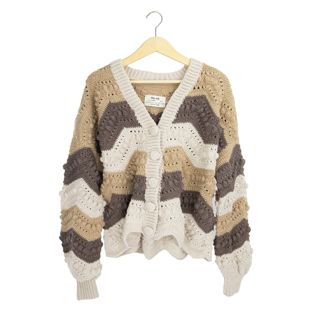 The Sak Haven Oversized Cardigan - Hand Crochet - Neutral Multi