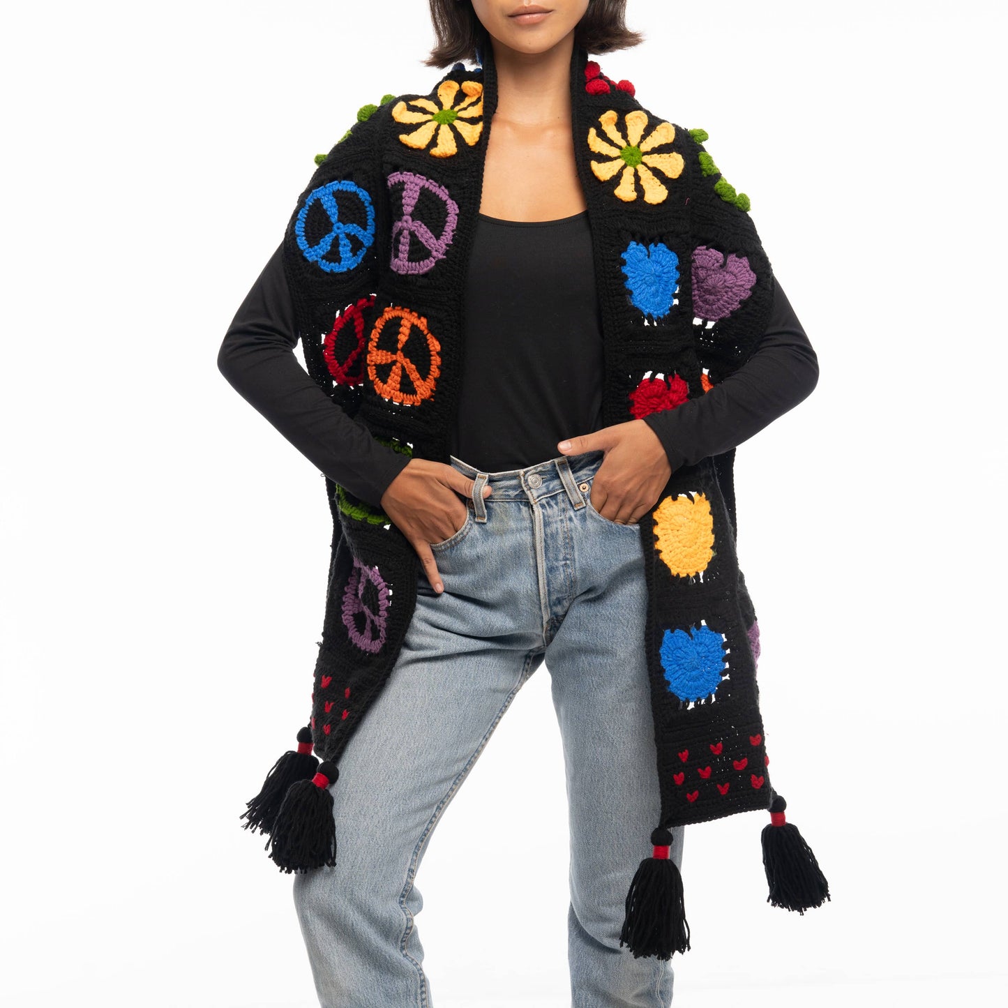 The Sak Haven Cozy Scarf - |Black Peace and Love|