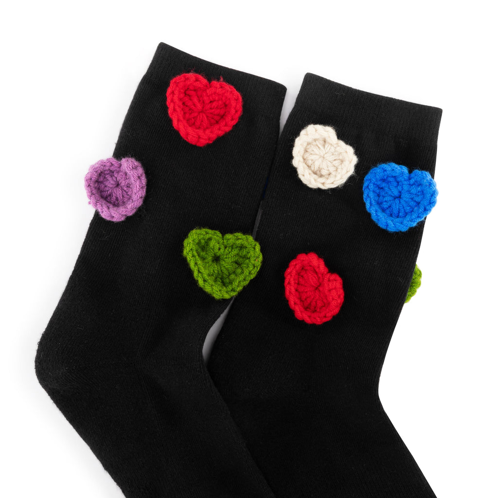 The Sak Haven Trouser Socks - Cotton - Black Hearts