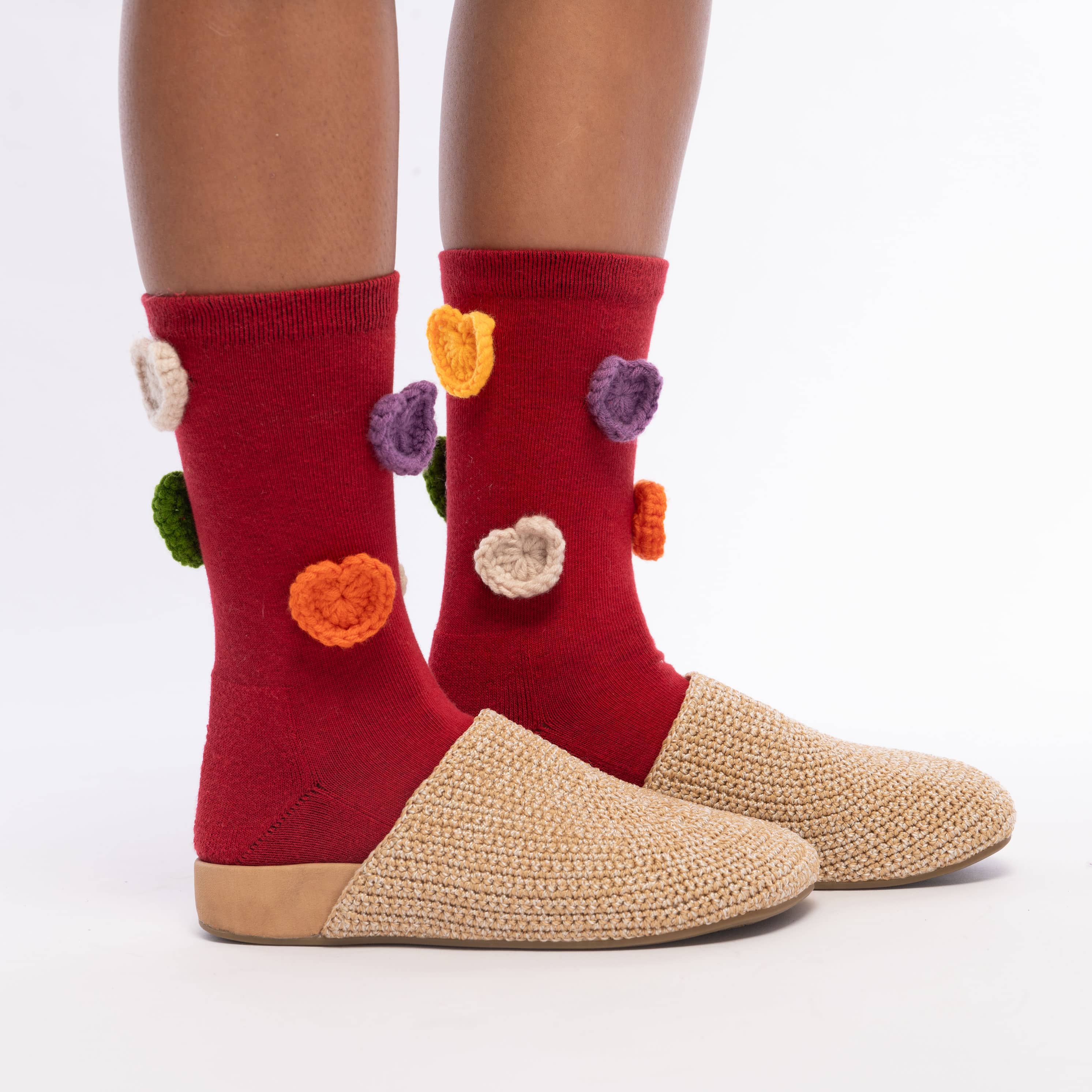 The Sak Haven Trouser Socks - Cotton - Ecru Flowers