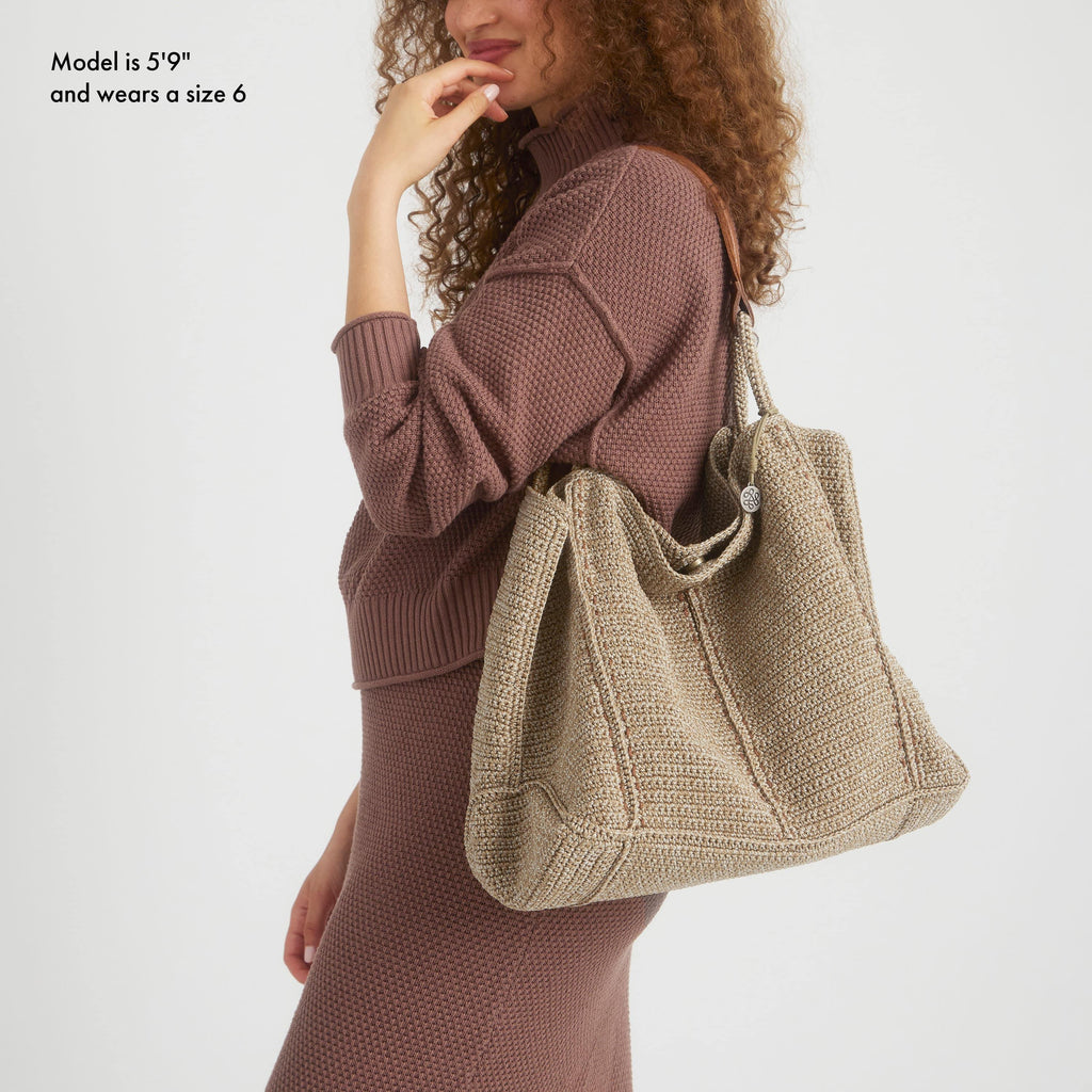 The Sak Los Feliz Large Tote - Hand Crochet - Bamboo Static
