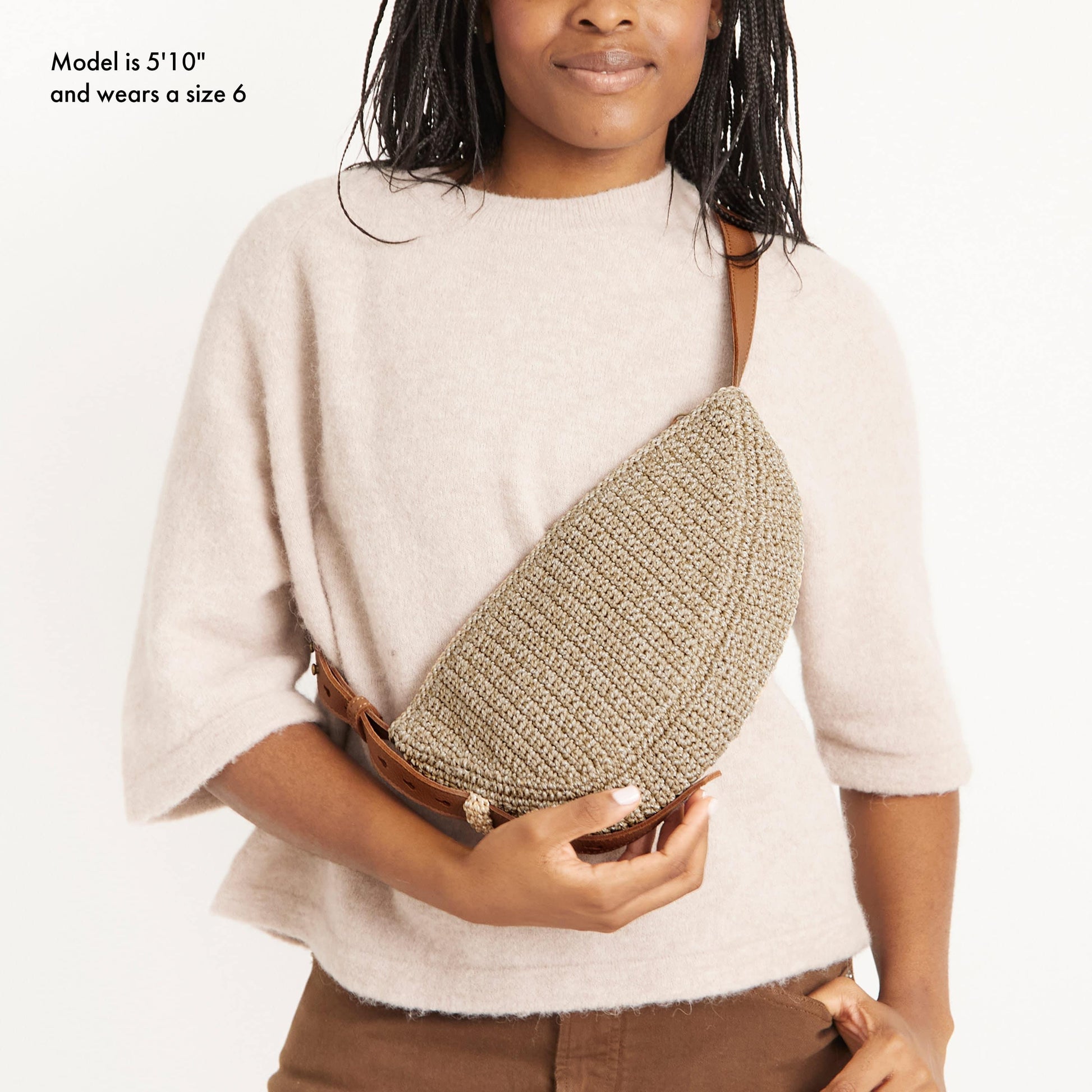 The Sak Tess Sling Bag Crochet - |Bamboo Static|