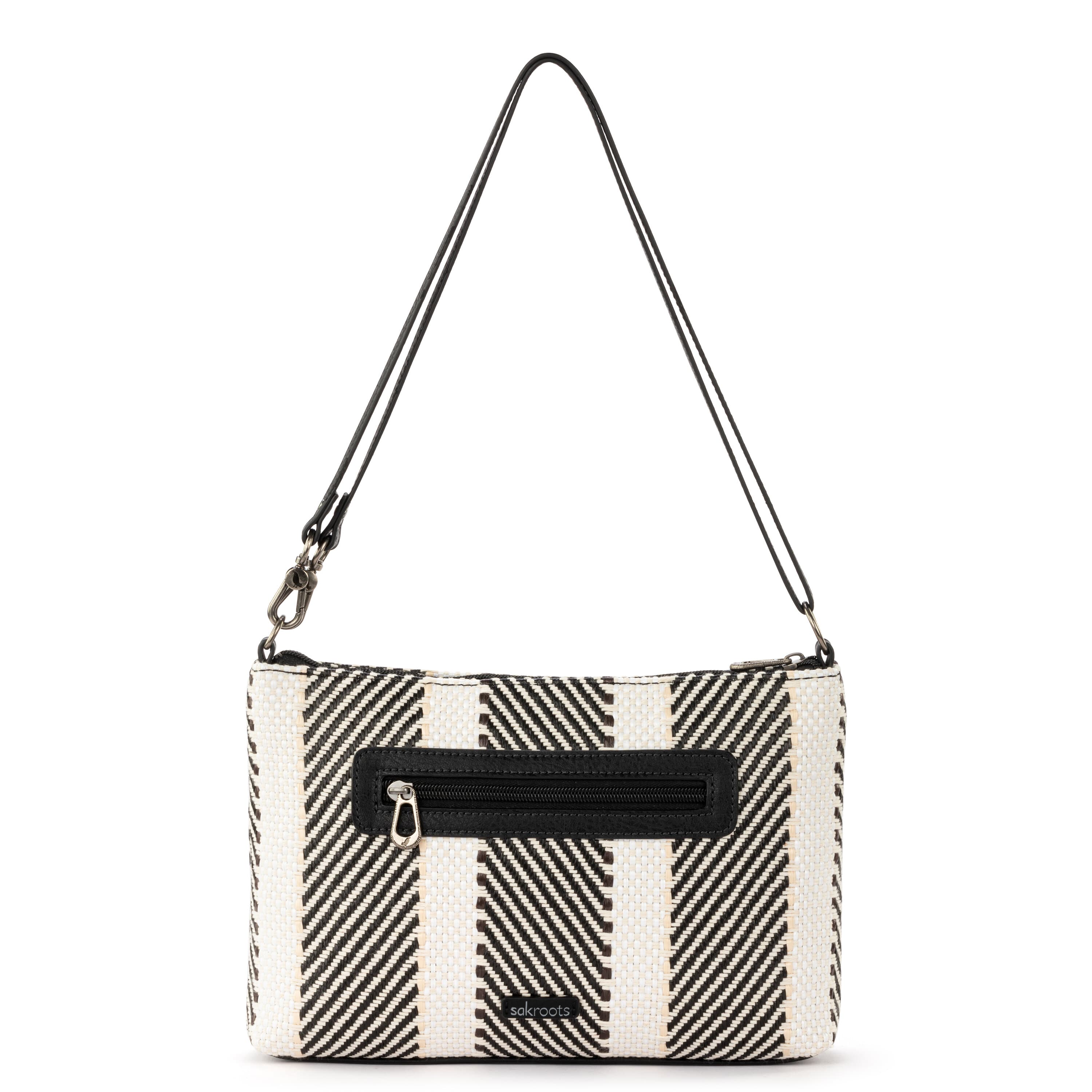 Sakroots Lumi Crossbody - Straw - Black and White Soulful Desert Woven