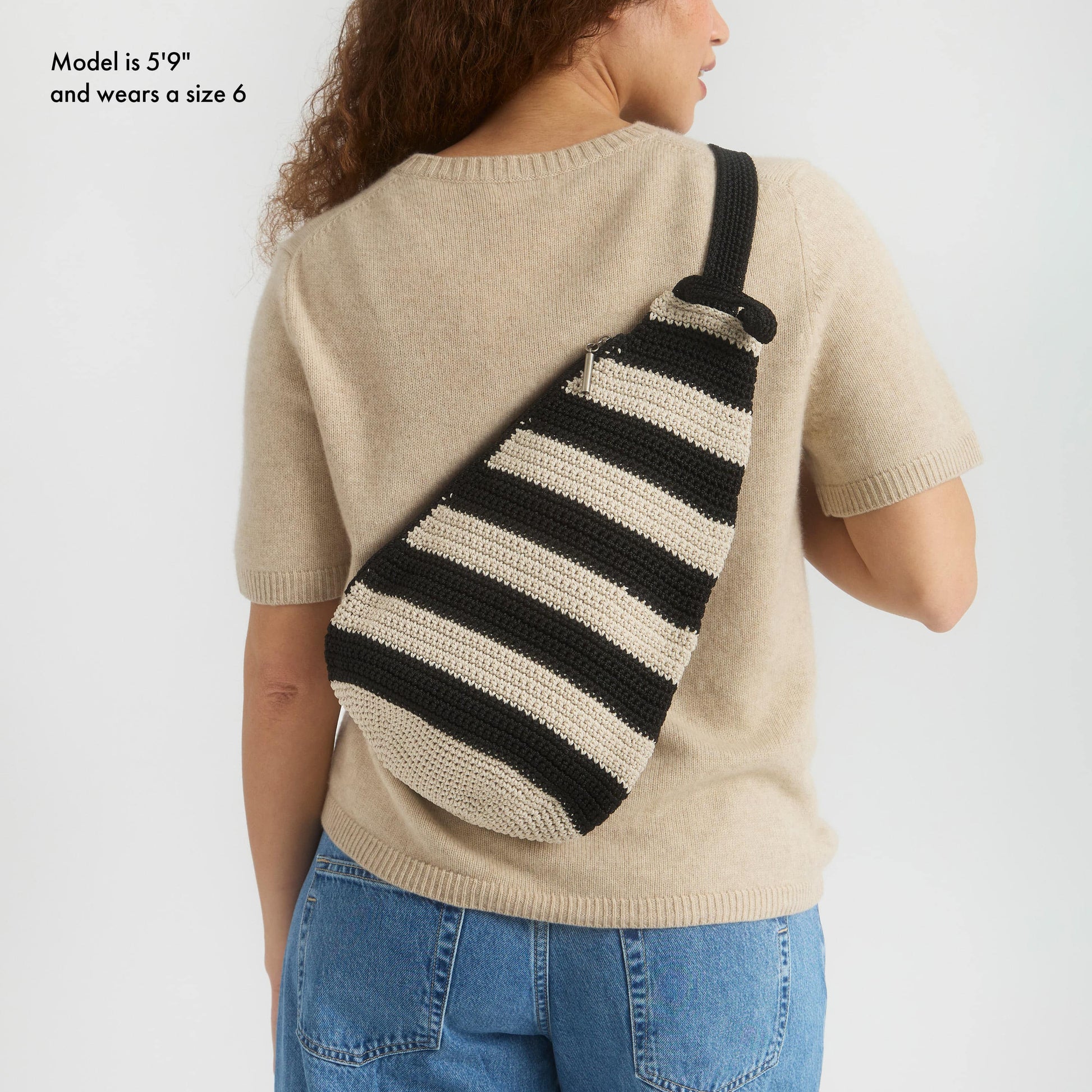 The Sak Geo Sling Backpack Crochet - |Black Stripe|