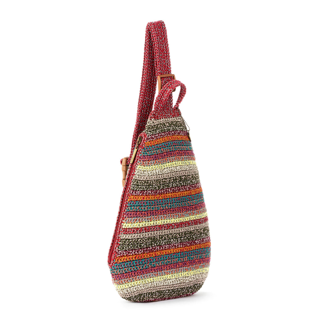 The Sak Geo Sling Backpack - Hand Crochet - Sunset Stripe
