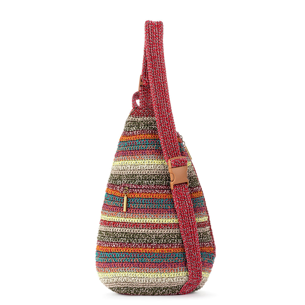 The Sak Geo Sling Backpack - Hand Crochet - Sunset Stripe