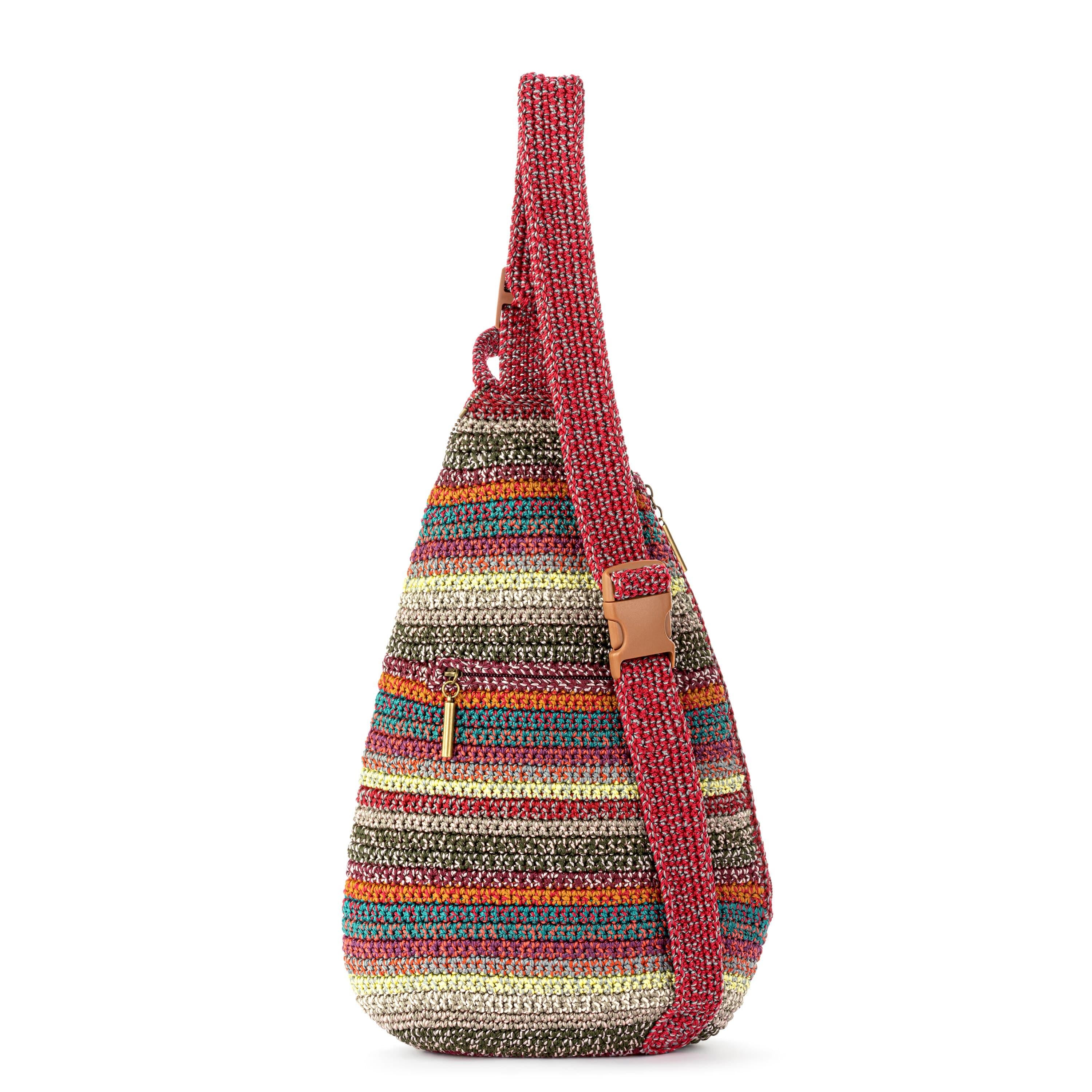 The Sak Geo Sling Backpack - Hand Crochet - Sunset Stripe