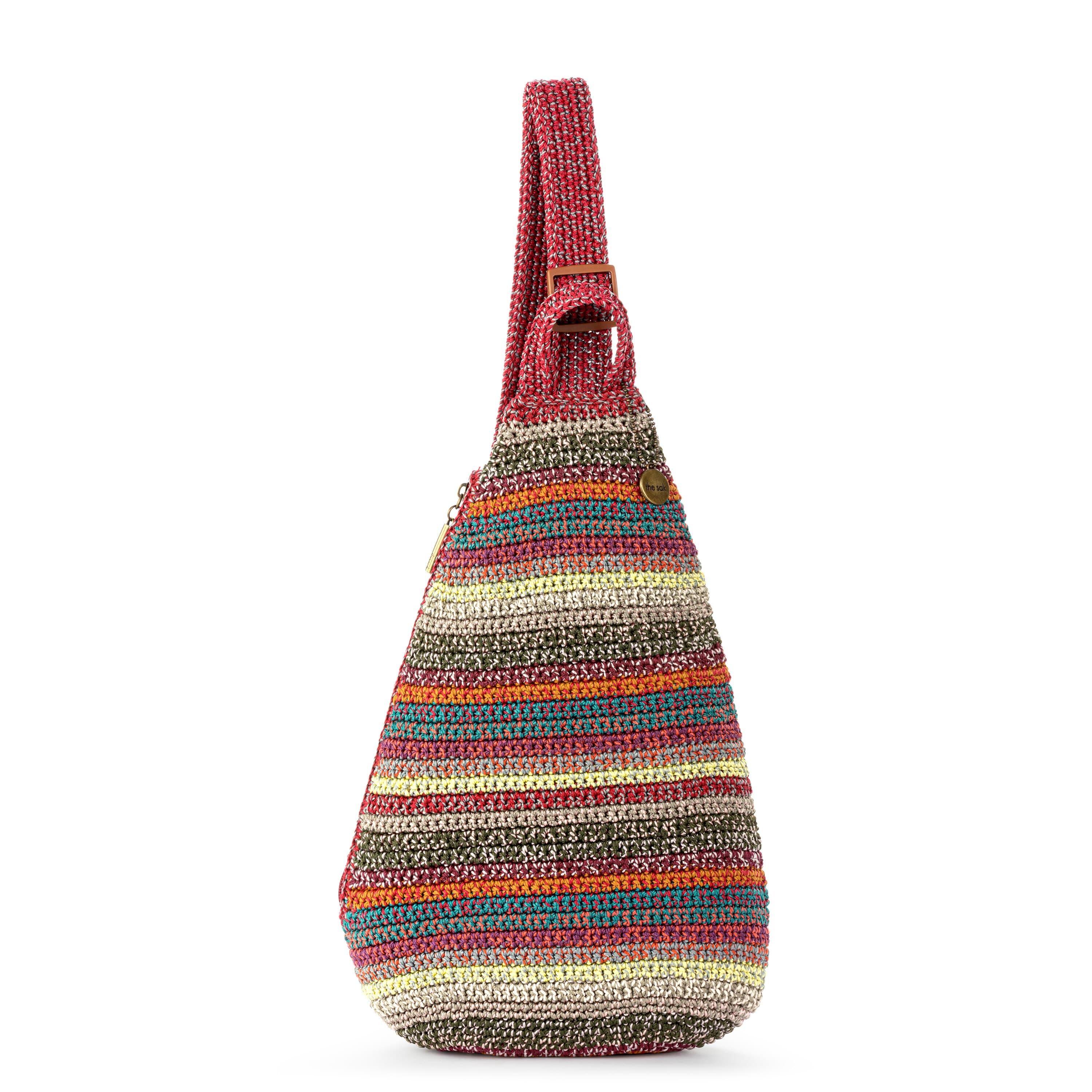 The Sak Geo Sling Backpack - Hand Crochet - Sunset Stripe