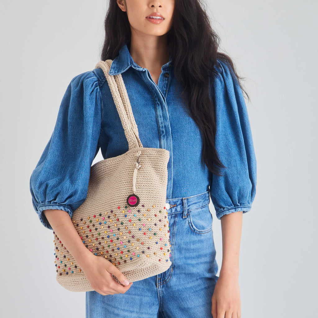 The Sak Crafted Classic Carryall - Hand Crochet - Ecru Multi Beads