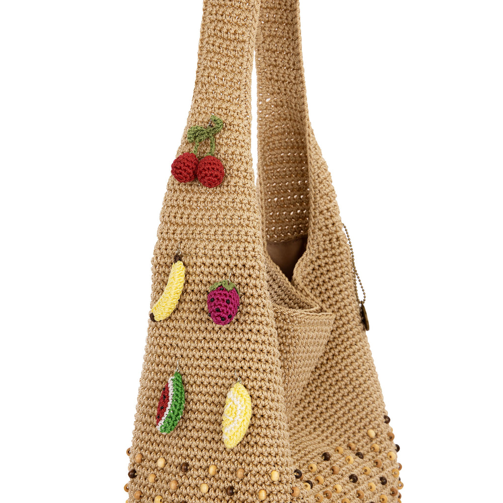 The Sak 120 Hobo - Hand Crochet - Bamboo Neutral Beads