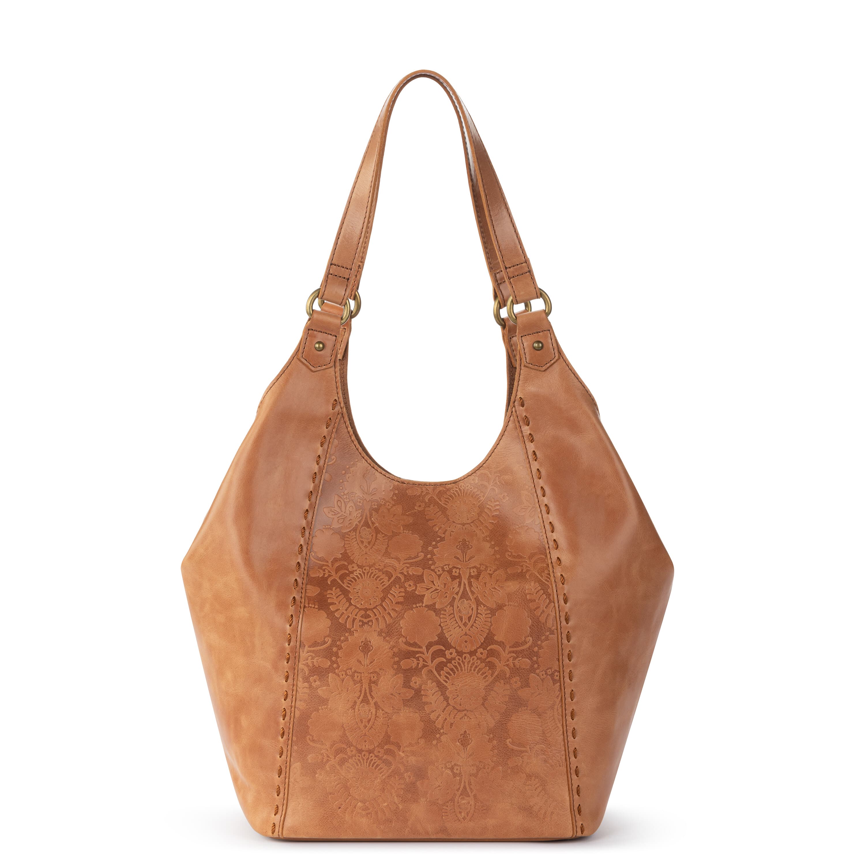 The Sak Roma Shopper - Leather - Tobacco Floral Embossed
