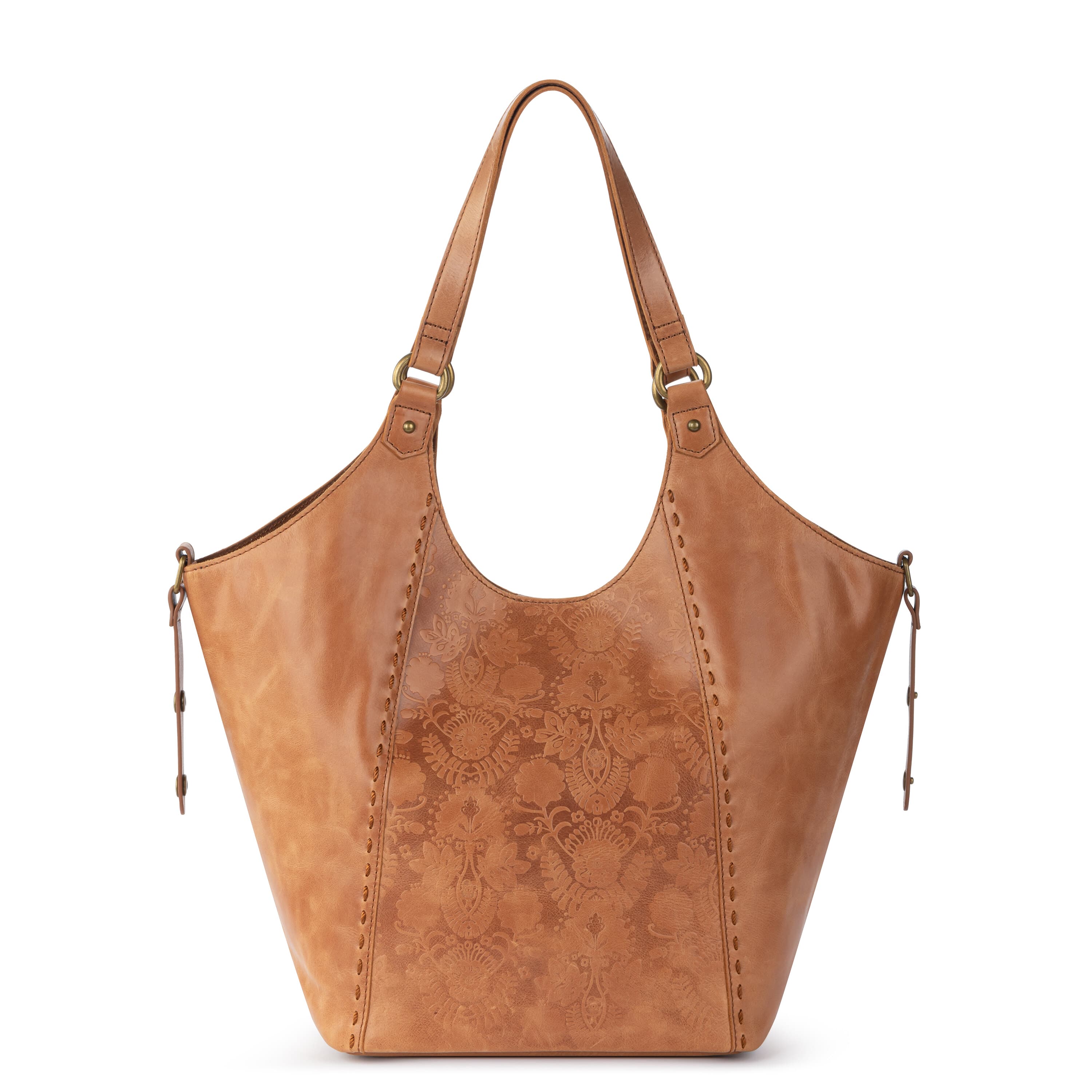 The Sak Roma Shopper - Leather - Tobacco Floral Embossed