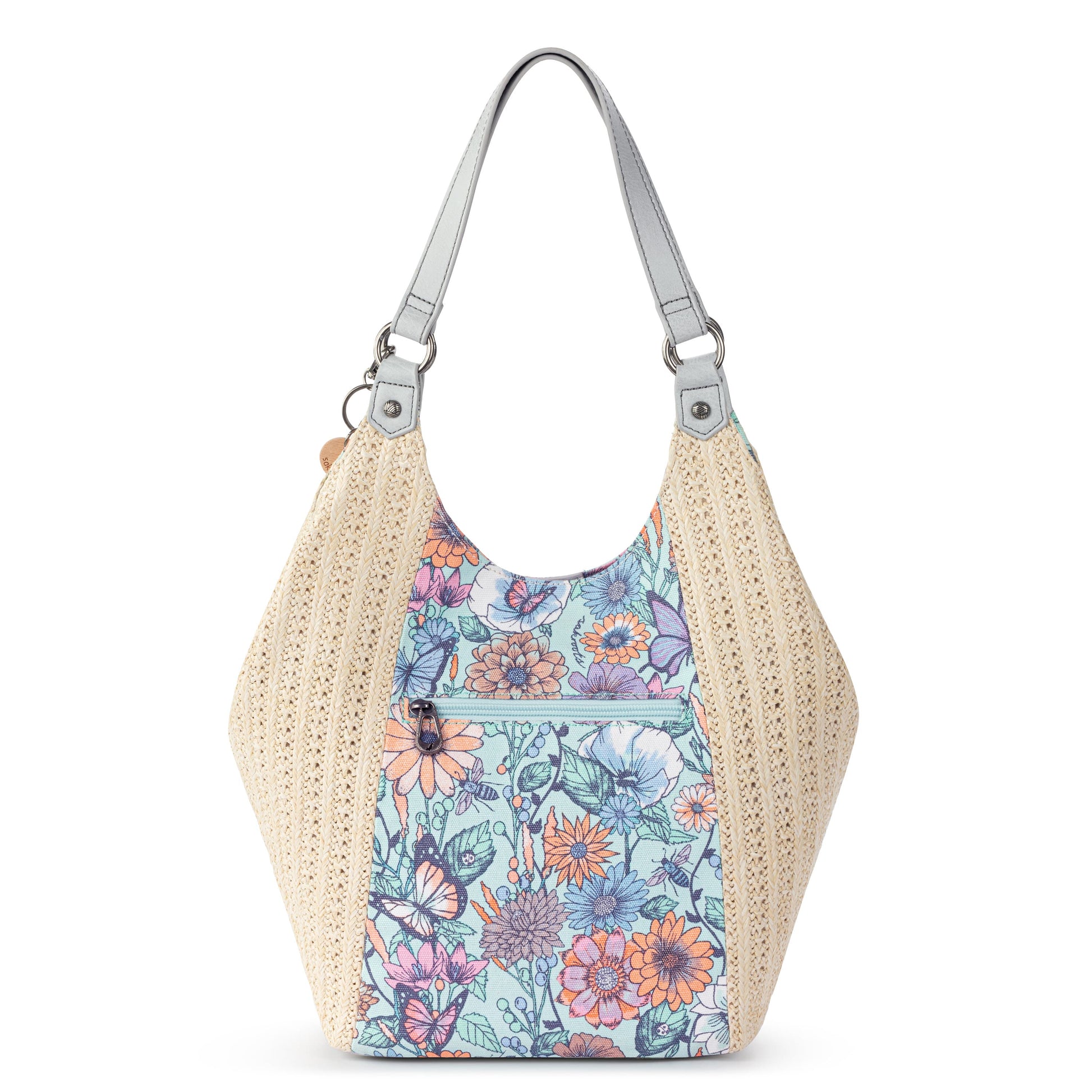 Sakroots Roma Shopper Straw - |Aqua In Bloom|