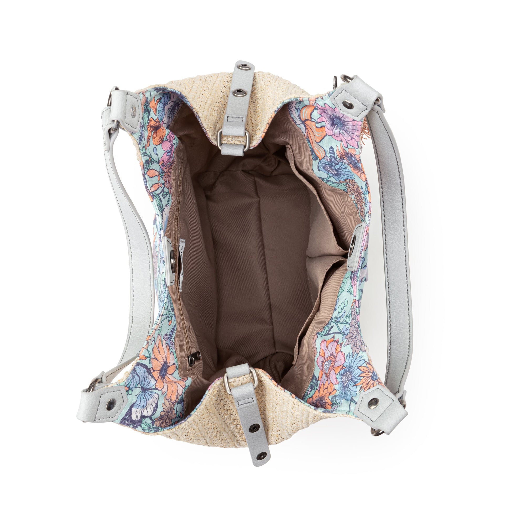 Sakroots Roma Shopper Straw - |Aqua In Bloom|