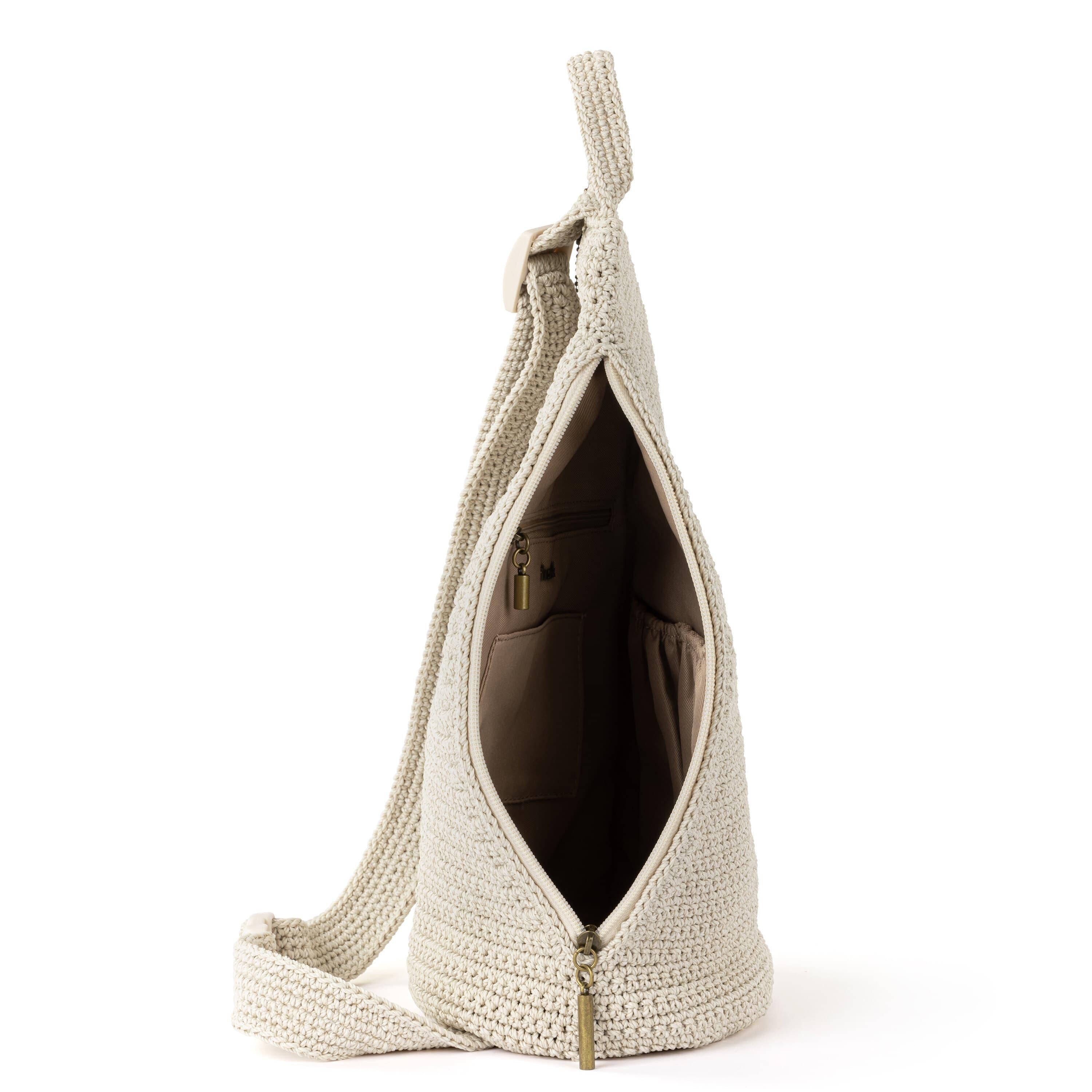 The Sak Geo Sling Backpack - Hand Crochet - Ecru