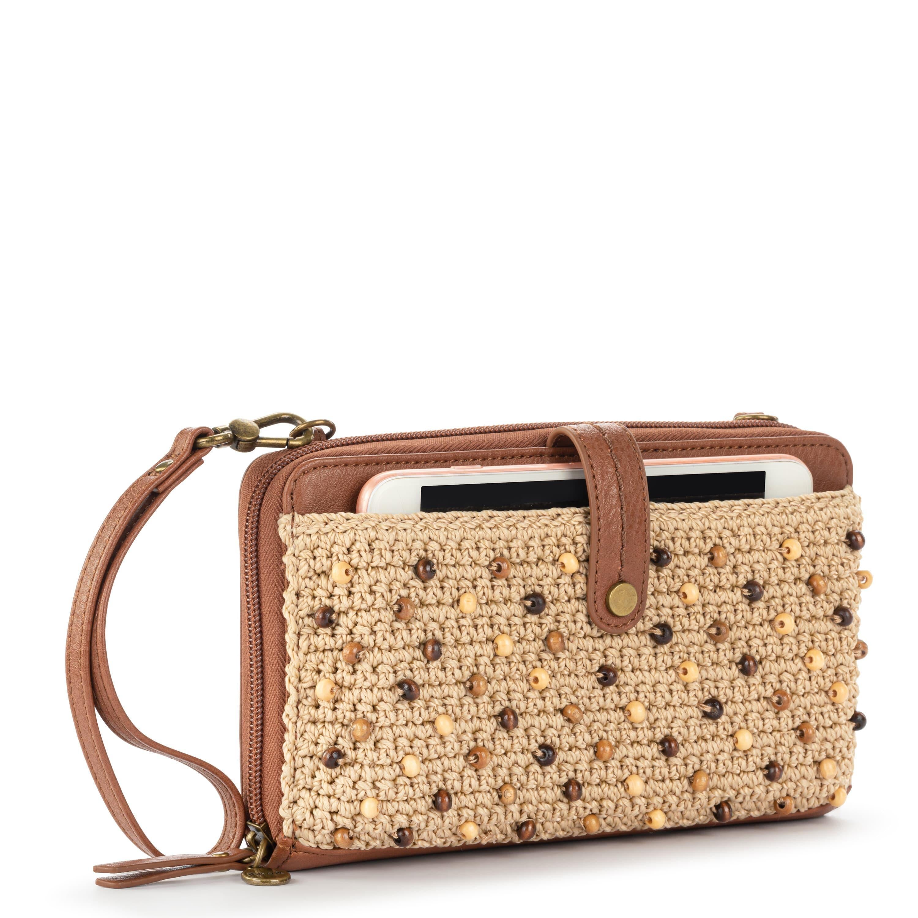 The Sak Iris Smartphone Wallet - Hand Crochet - Bamboo Neutral Beads