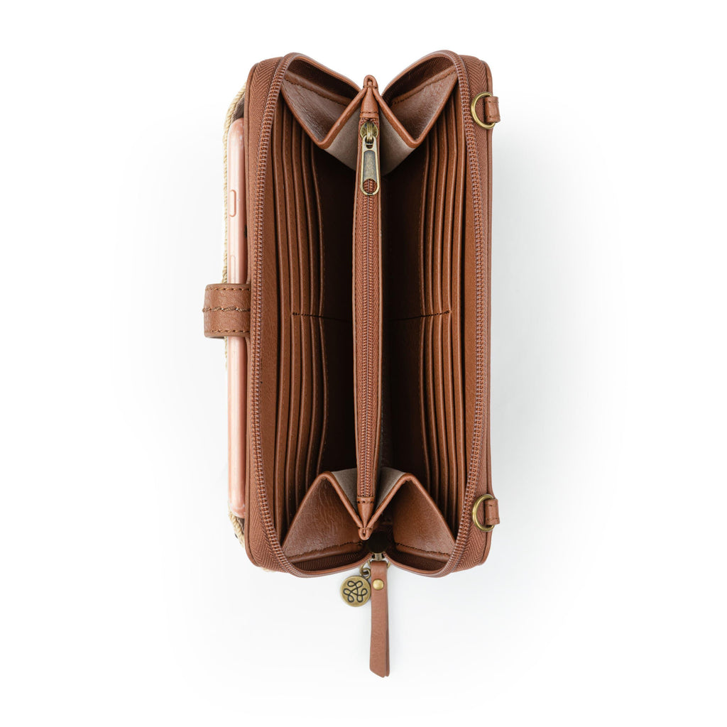 The Sak Iris Smartphone Wallet - Hand Crochet - Bamboo Neutral Beads