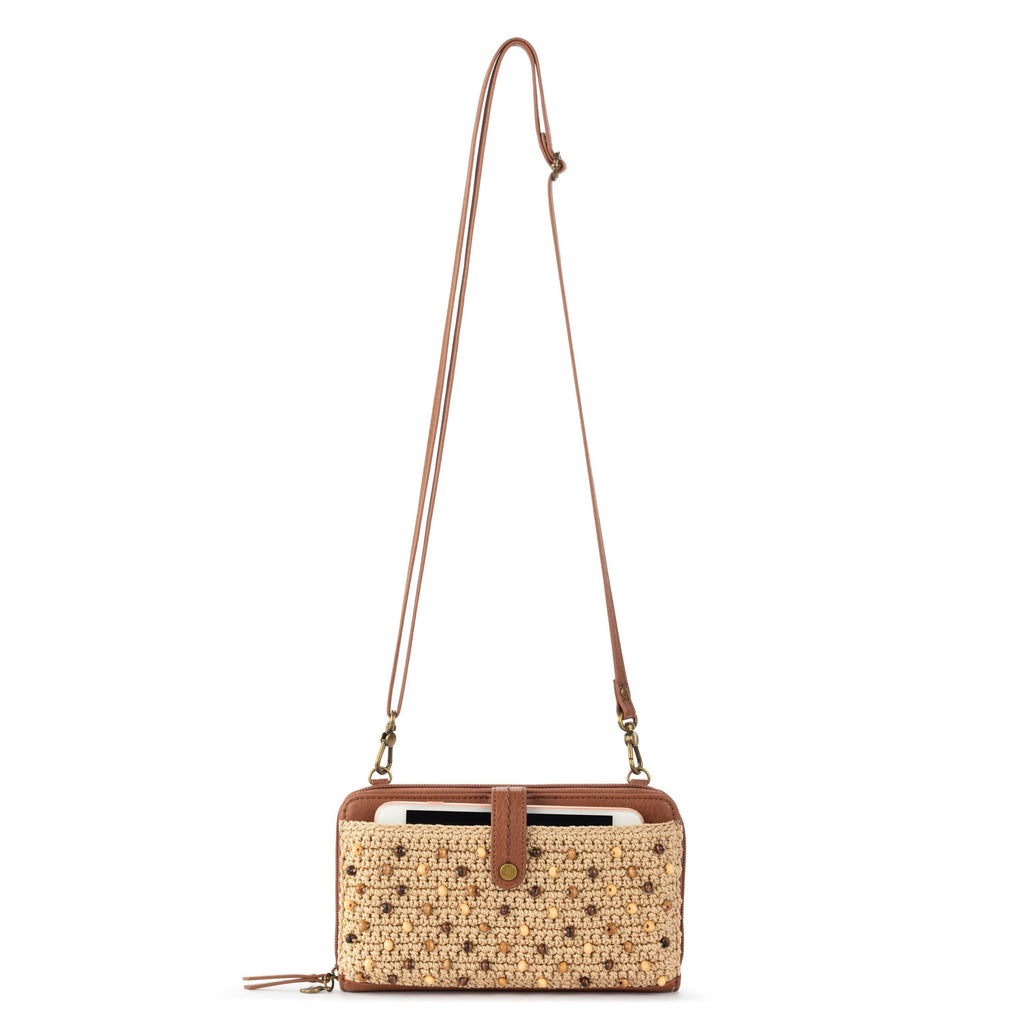 The Sak Iris Smartphone Wallet - Hand Crochet - Bamboo Neutral Beads