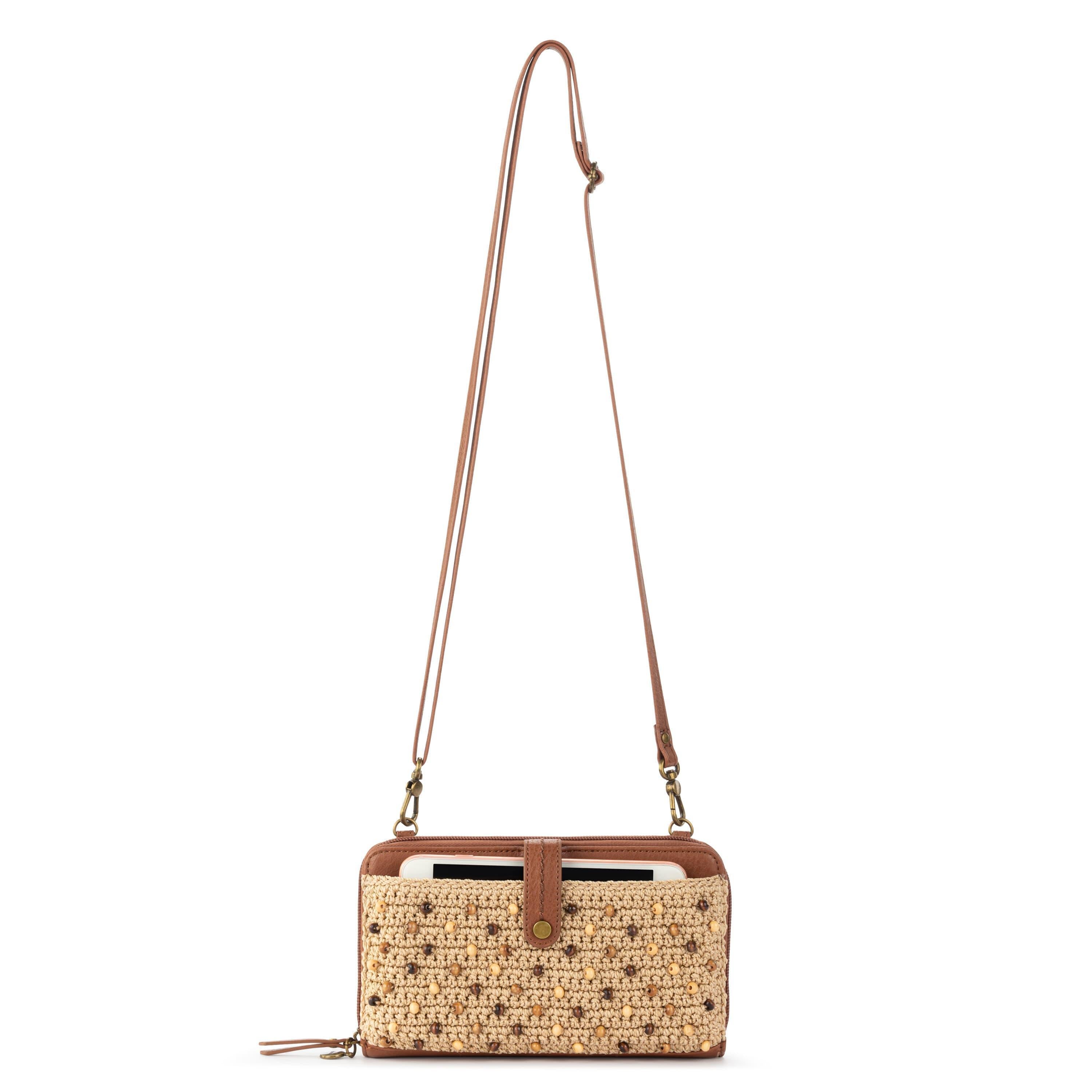 The Sak Iris Smartphone Wallet - Hand Crochet - Bamboo Neutral Beads