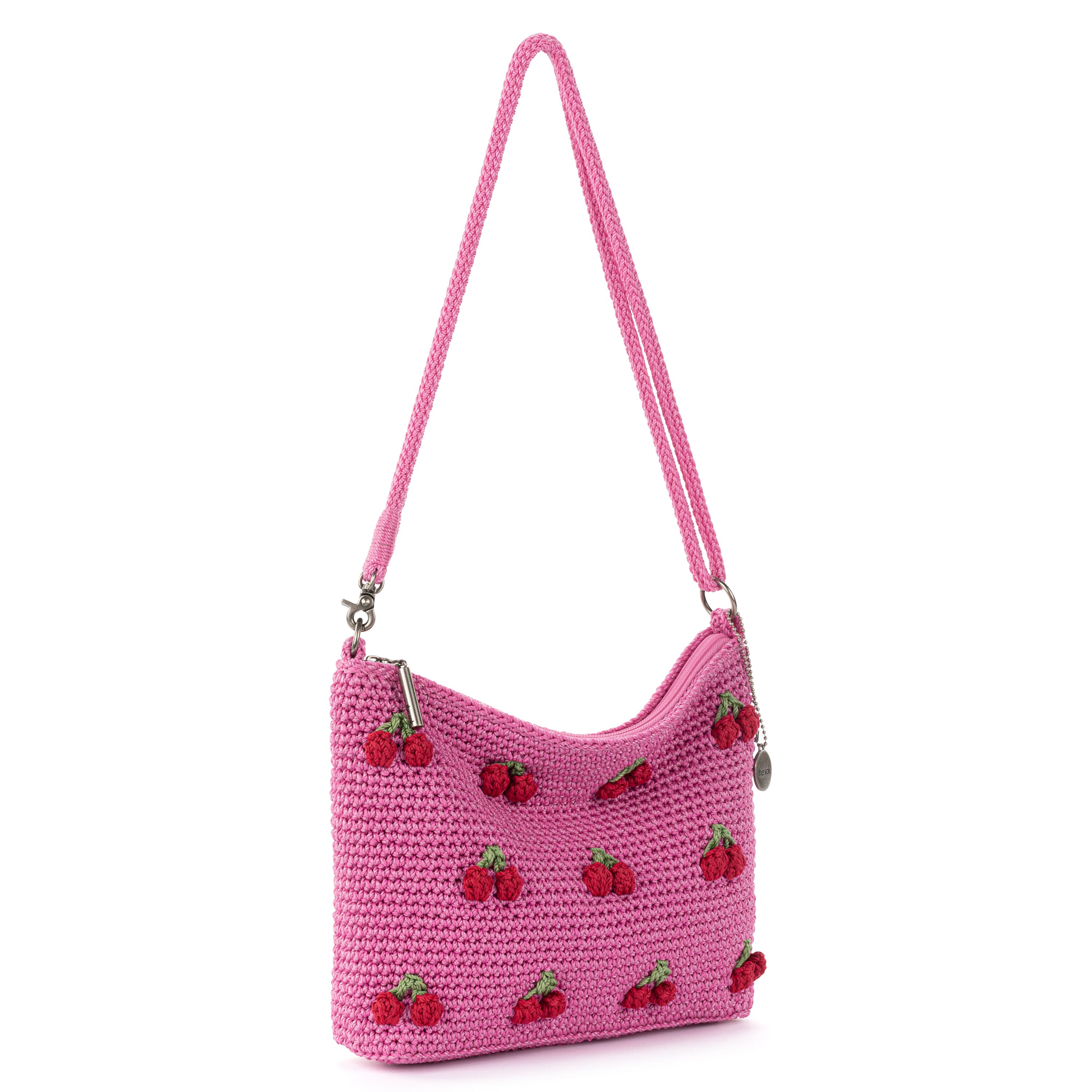 The Sak Lumi Crossbody - Hand Crochet - Pink Cherries