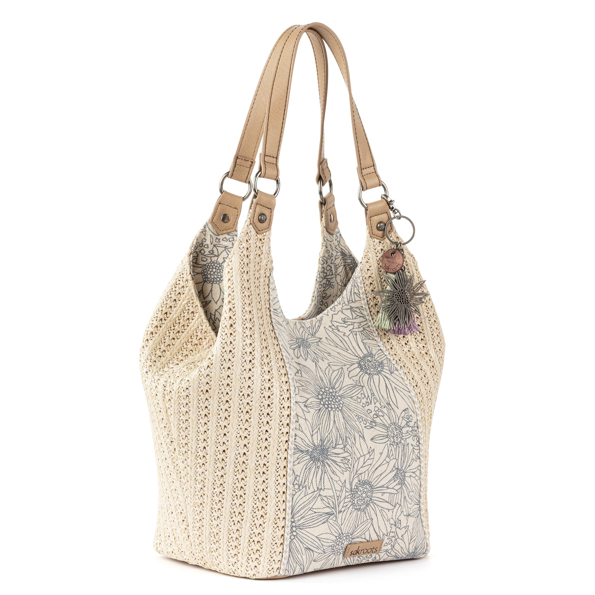 Sakroots Roma Shopper Straw - |Lake Flower Garden|