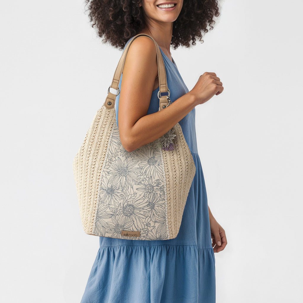 Sakroots Roma Shopper - Straw - Lake Flower Garden