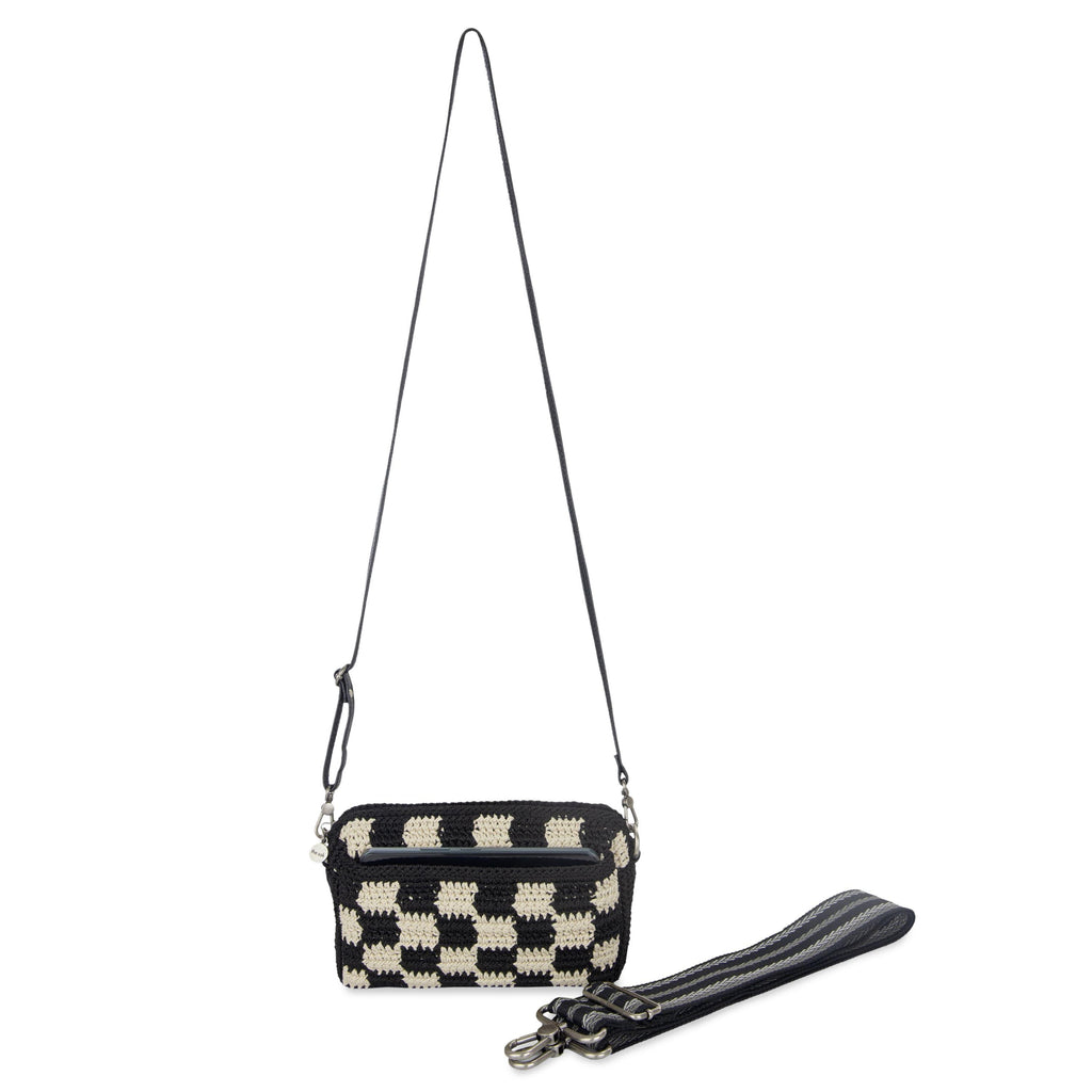 The Sak Cora Smartphone Crossbody - Hand Crochet - Black Check
