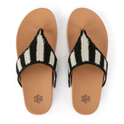 Everly Sandal - Hand Crochet - Black Stripe