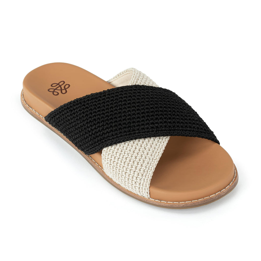 The Sak Penelope Sandal - Hand Crochet - Black and Ecru Block