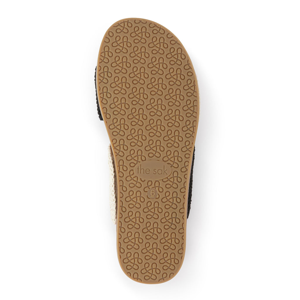 The Sak Penelope Sandal - Hand Crochet - Black and Ecru Block