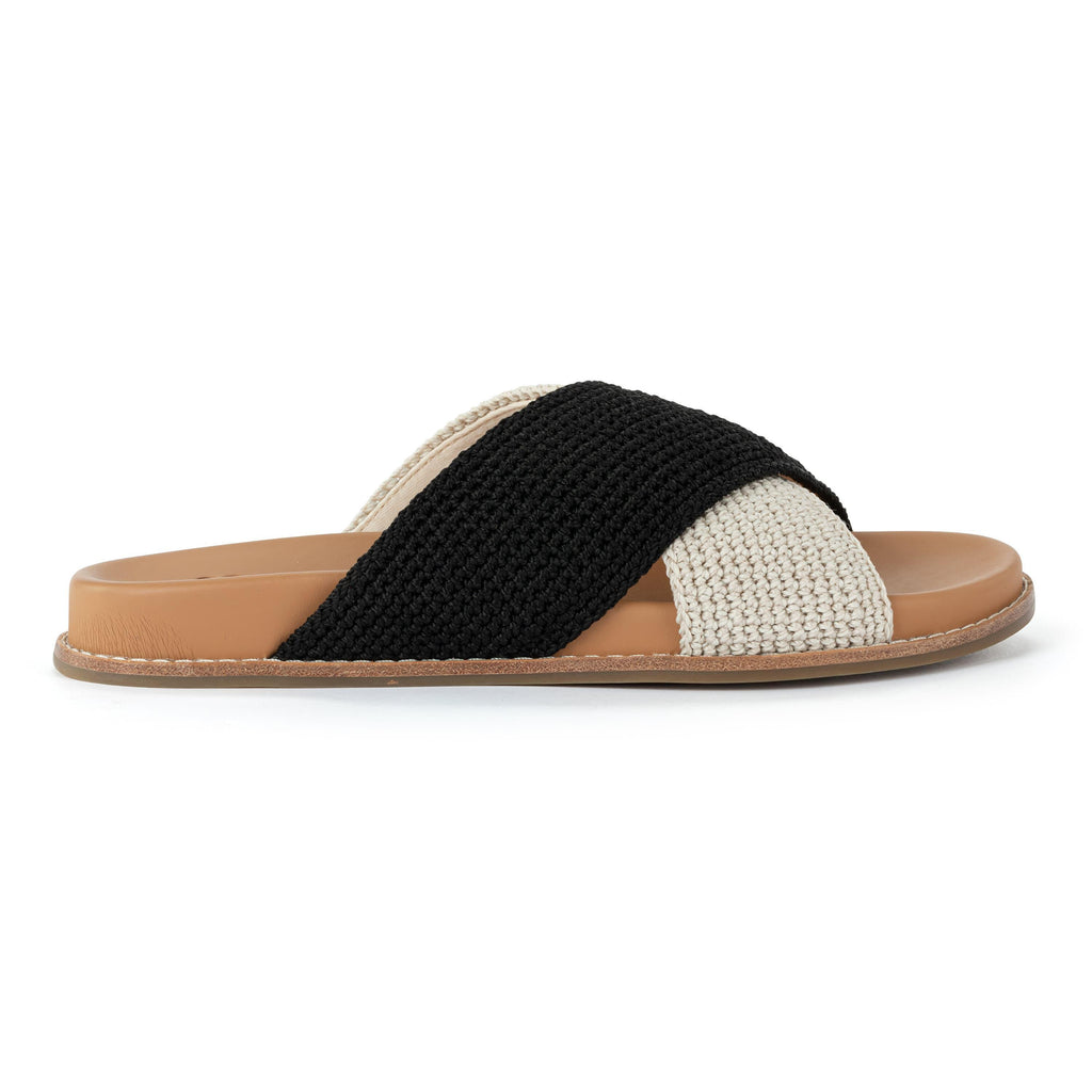 The Sak Penelope Sandal - Hand Crochet - Black and Ecru Block