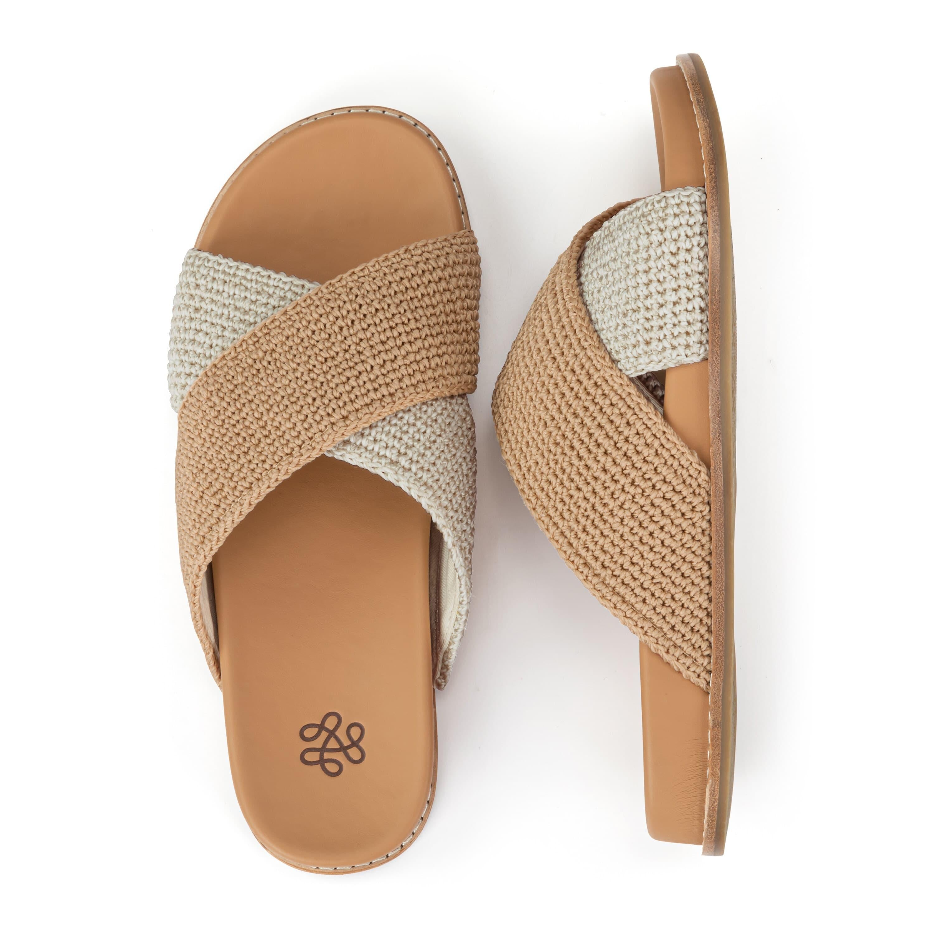 The Sak Penelope Sandal - Hand Crochet - Natural and Bamboo Block