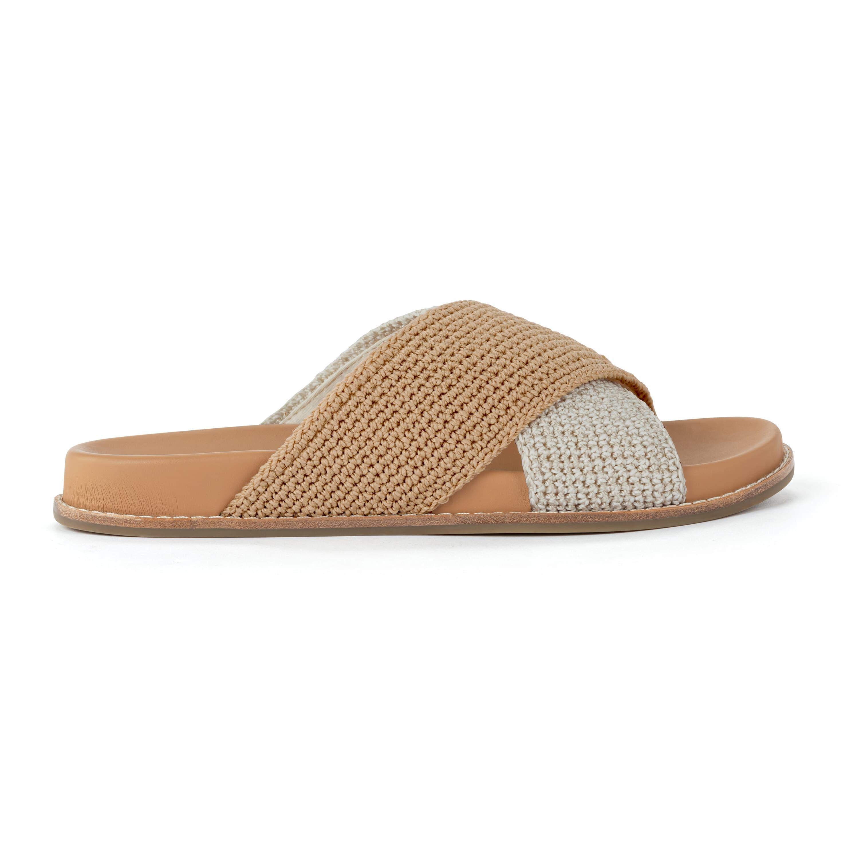 The Sak Penelope Sandal - Hand Crochet - Natural and Bamboo Block